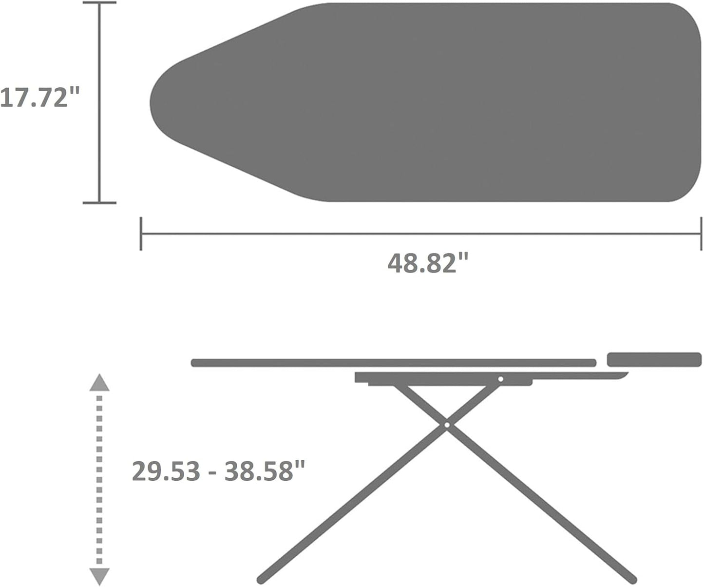 Brabantia Size C Ironing Board (49x18 in) 7 Height Options, Solid Steam Iron Rest Holder (Fresh Breeze) Non-Slip Feet, Anti-Collapse Child Locks
