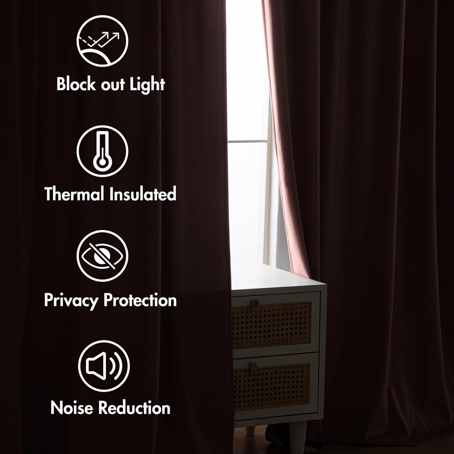 MIULEE Baby Pink Velvet Curtains 108 inches 2 Panels - Luxury Room Darkening Window Drapes for Bedroom Living Room Thermal Insulated Super Soft Blackout Extra Long, Back Tab Rod Pocket Pinch Pleated