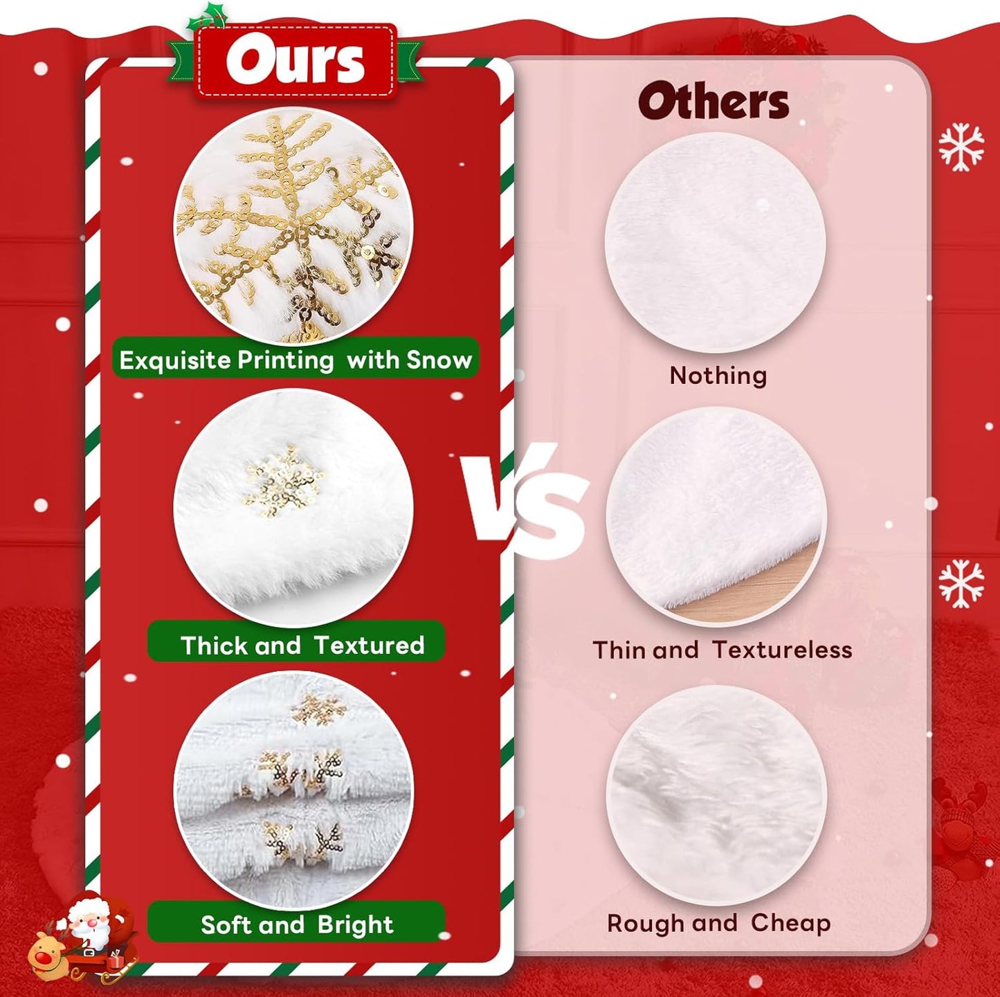 Christmas Tree Skirt 36 Inch, Holiday Part Decorations for Christmas Tree, Whit Plush Sliver Sequin Snowflake Tree Shirt for Xmas