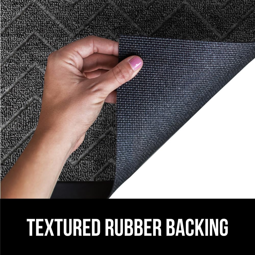 GORILLA GRIP All-Season WeatherMax Doormat, 47x35, Durable Natural Rubber, Stain and Fade Resistant, Low Profile, Indoor Outdoor Door Mats, Easy Clean Patio Entrance Mat, Steel Chevron