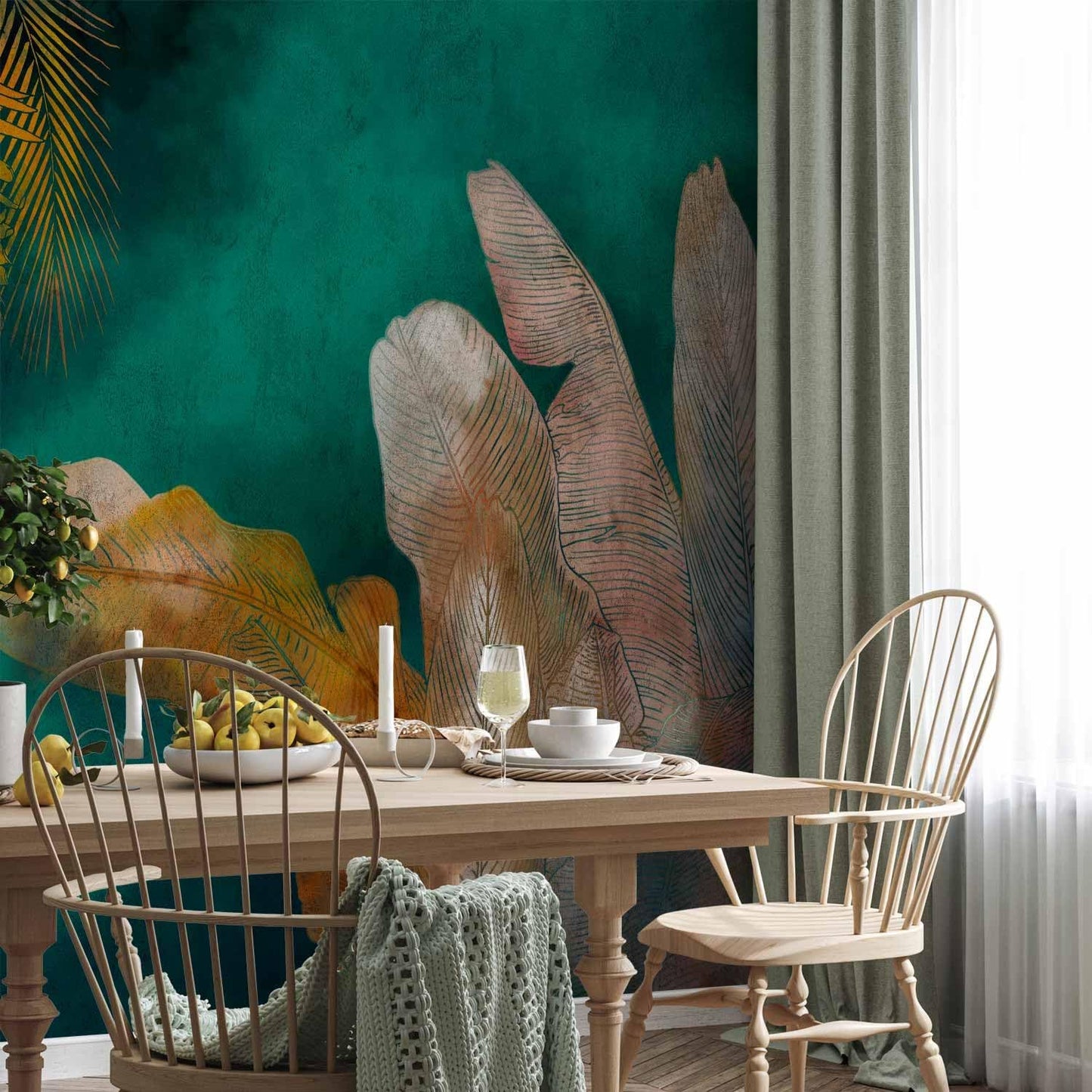 artgeist Wall Mural Jungle 98x69 in - XXL Non-Woven Wallpaper Fleece Wall Decor Photo Print Picture Image Design Leaves Green Yellow Nature b-A-0825-a-a