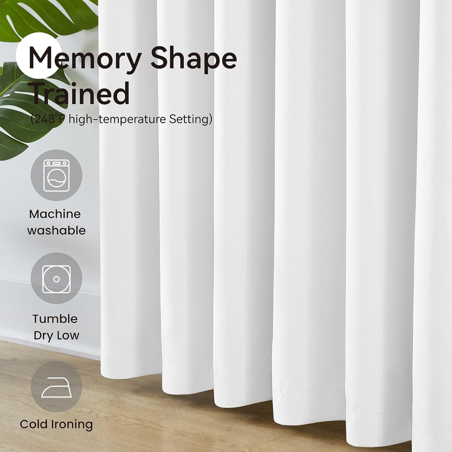 KangBang White Pinch Pleat Curtains 95 Inches Long, Extra Wide Room Darkening Privacy Window Treatments Snow White Privacy Assured Drapes for Sliding Door Sun Room with Adjustable Hooks,2PCs,60x95