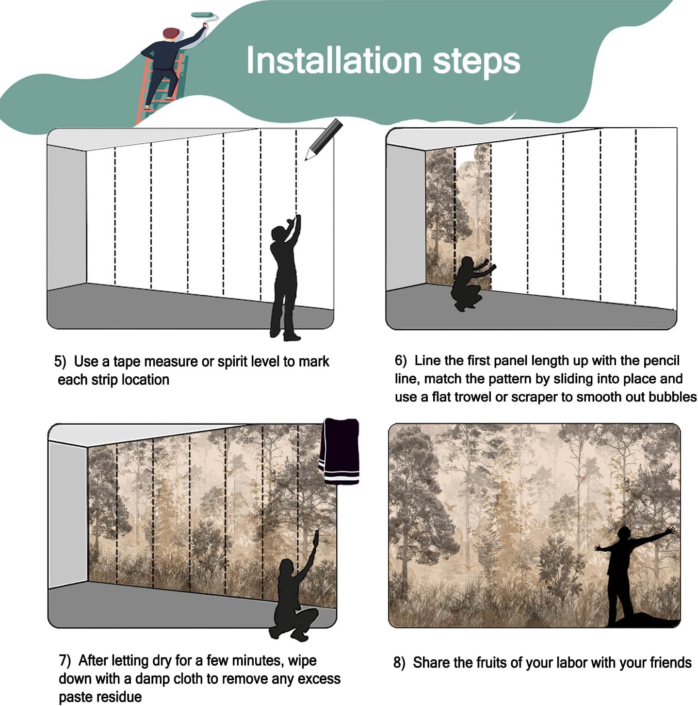 -Vintage Forest Natural Wall Bedroom Mural XT18 M 140" x 91"