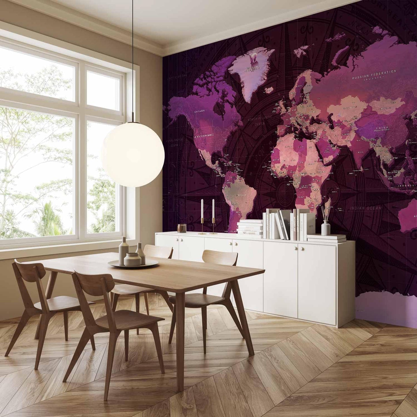 artgeist Wall Mural World Map 157x110 in - XXL Non-Woven Wallpaper Fleece Wall Decor Photo Print Picture Image Design Home Map of The World k-A-0273-a-a