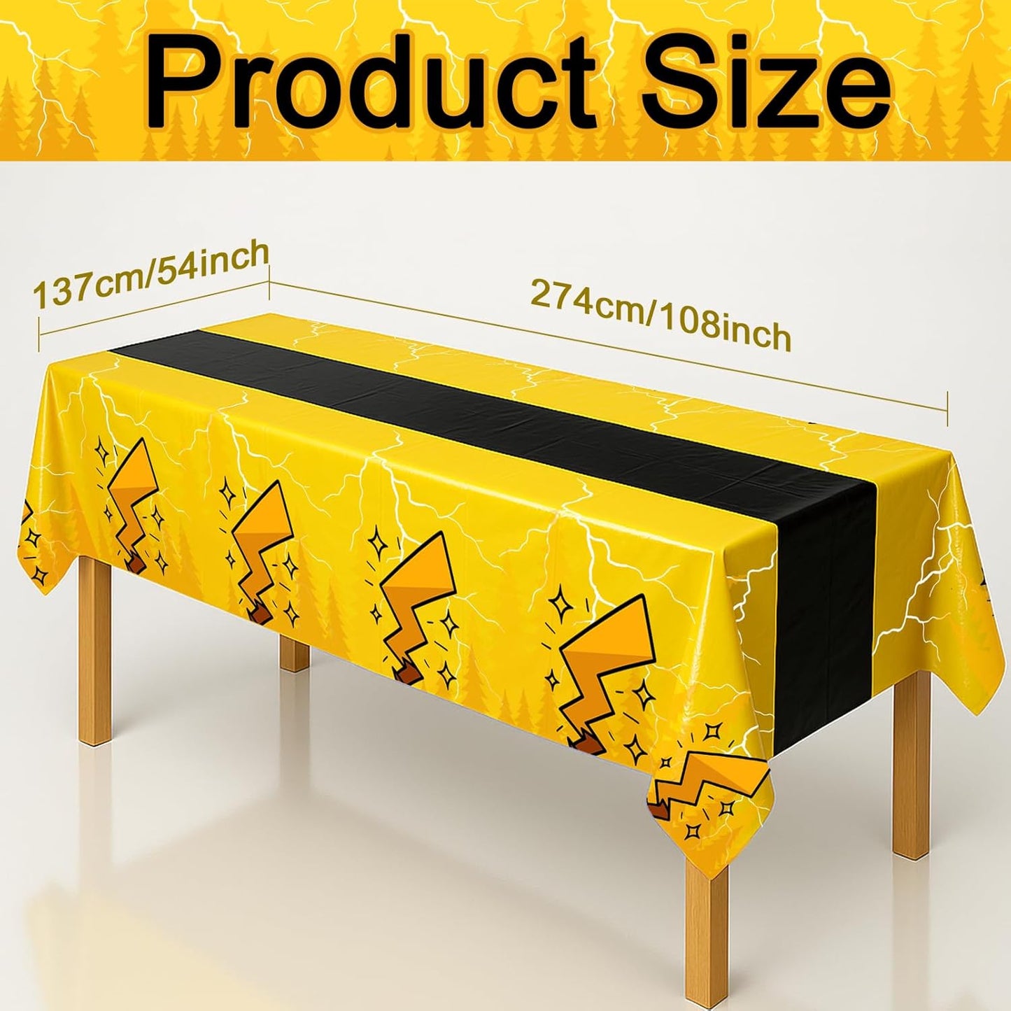 6-Pack Yellow Cartoon Plastic Birthday Tablecloths - 54x108in Rectangle Party Table Covers for Little Ones & Adults, Durable Birthday Party Decorations