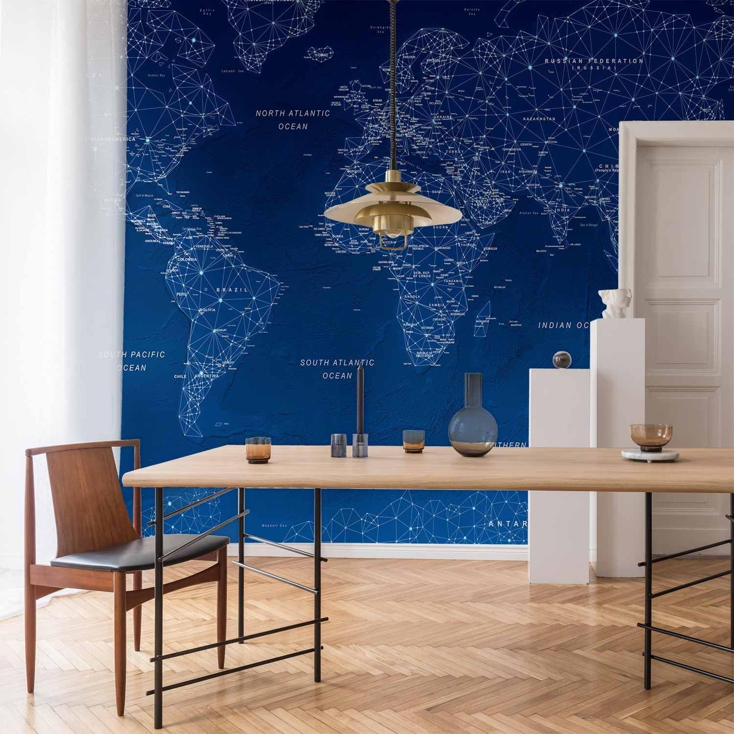 artgeist Premium Wall Mural World Map 98x69 in - XXL Non-Woven Wallpaper Fleece Wall Decor Photo Print Picture Image Design Home Map of The World k-A-0125-a-a
