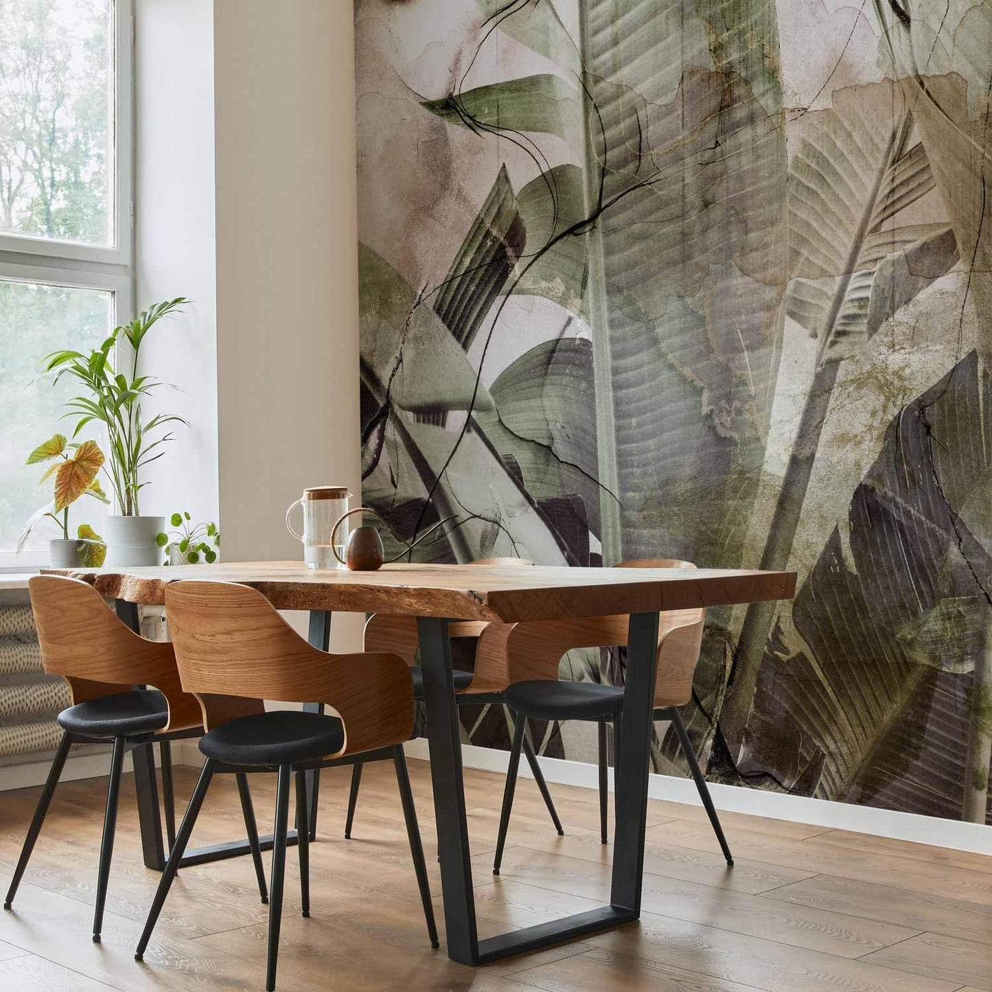 artgeist Premium Wall Mural Tropical Leaves 197x138 in - Non-Woven Wallpaper Fleece Wall Decor Photo Print Picture Image Design Plant Jungle Nature Like Painted b-C-0776-a-a