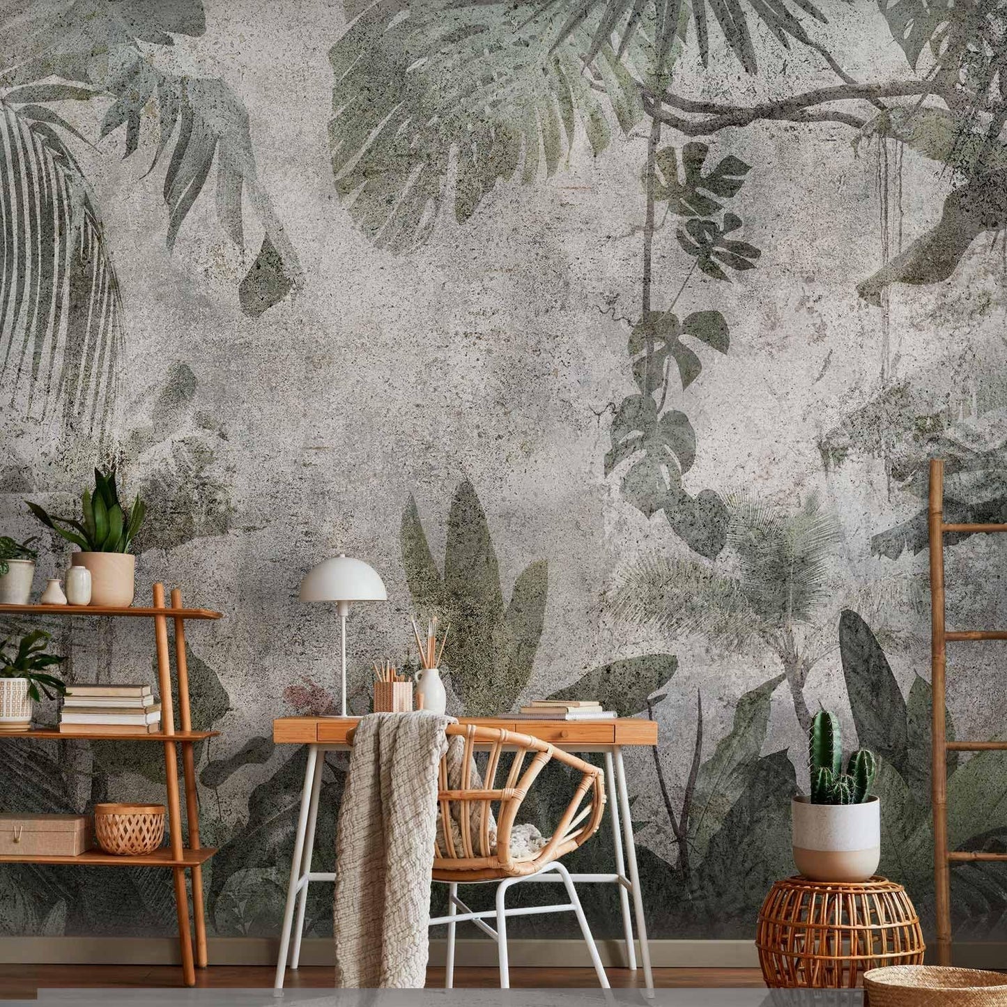 artgeist Wall Mural Tropical Leaves 79x55 in - XXL Non-Woven Wallpaper Fleece Wall Decor Photo Print Picture Image Design Landscape Jungle Nature Monstera Palm Leaves b-C-0821-a-a