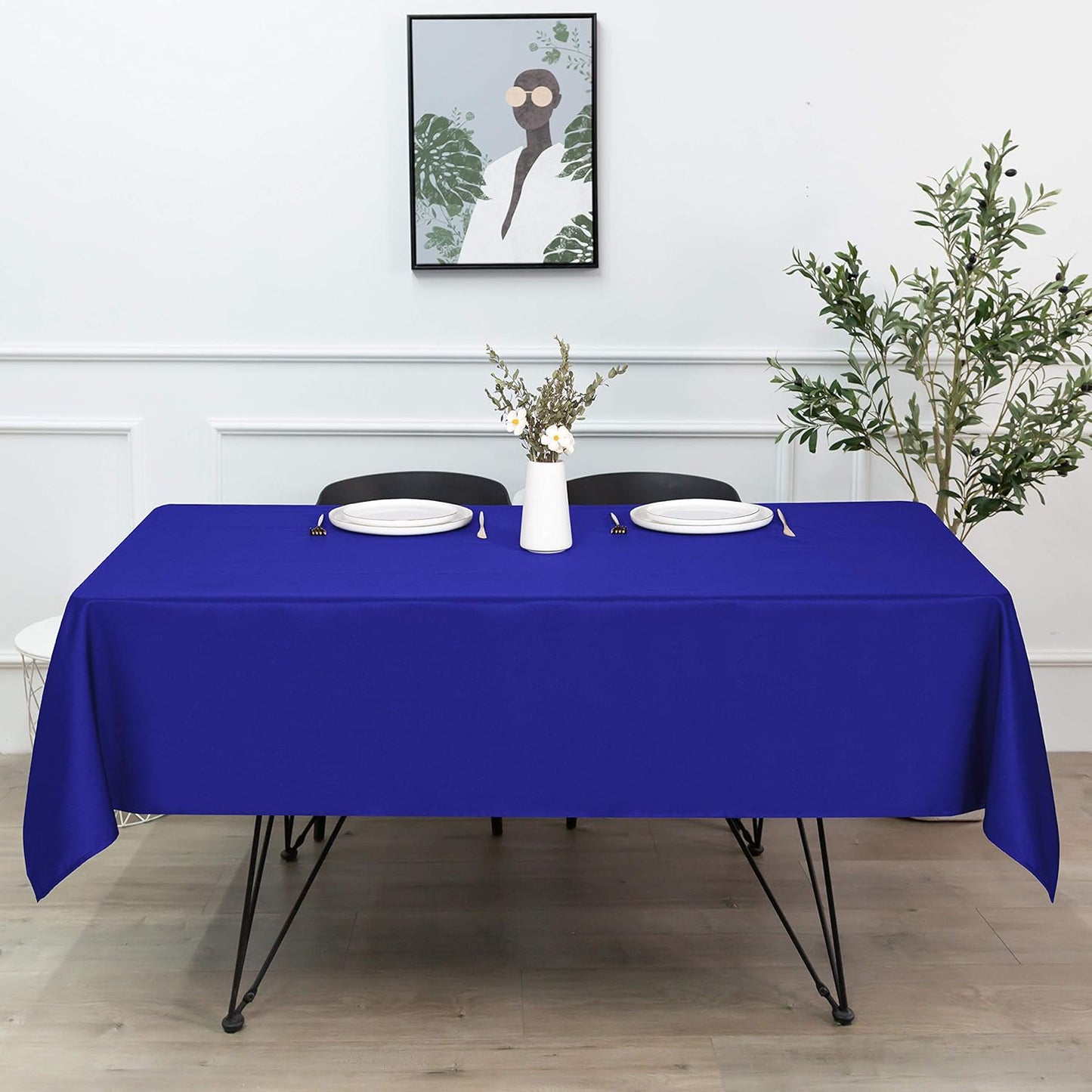sancua Rectangle Tablecloth - 60 x 102 Inch - Stain and Wrinkle Resistant Washable Polyester Table Cloth, Decorative Fabric Table Cover for Dining Tables, Buffet Parties and Camping, Blue