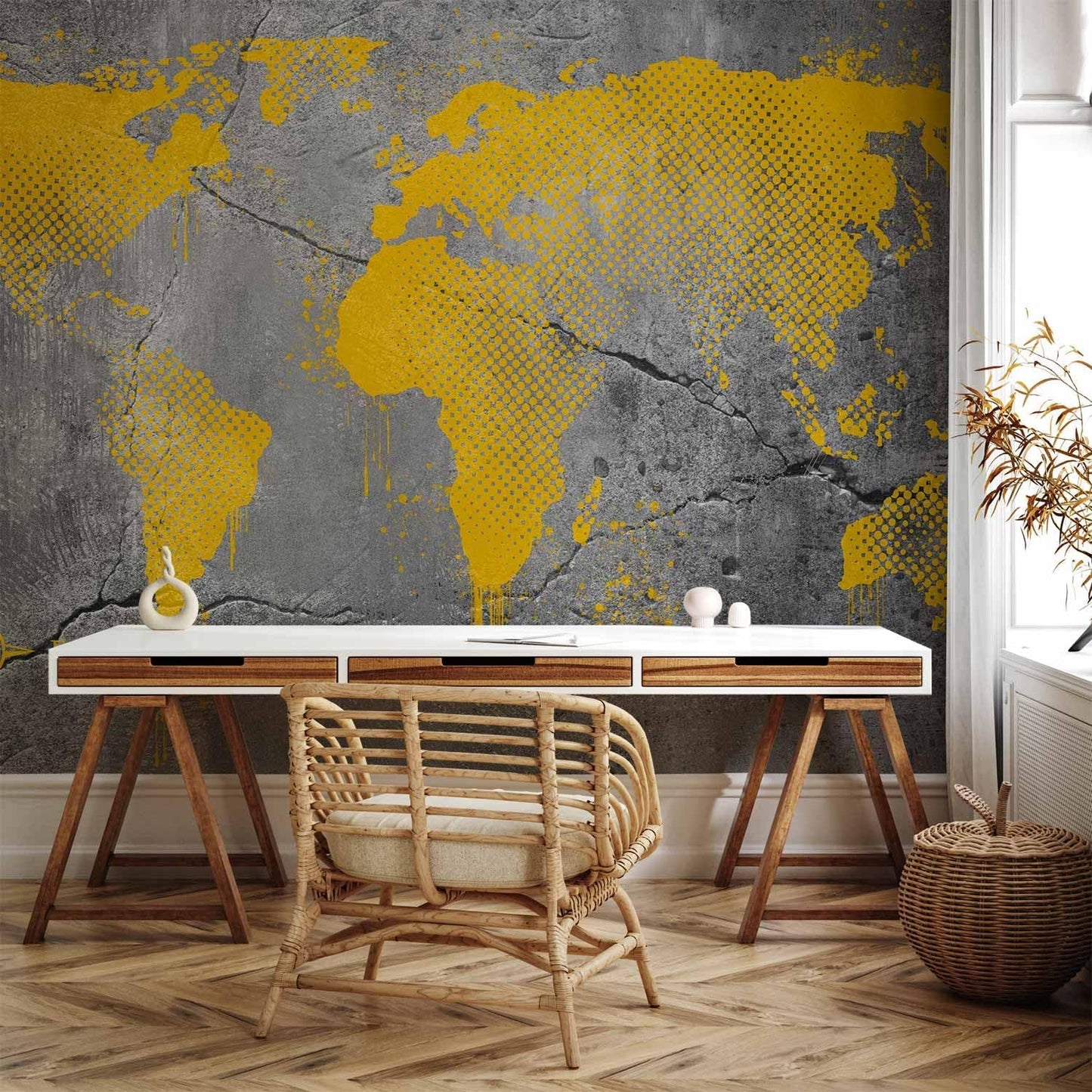 artgeist Wall Mural World Map 157x110 in - XXL Non-Woven Wallpaper Fleece Wall Decor Photo Print Picture Image Design Map of The World k-A-0494-a-a