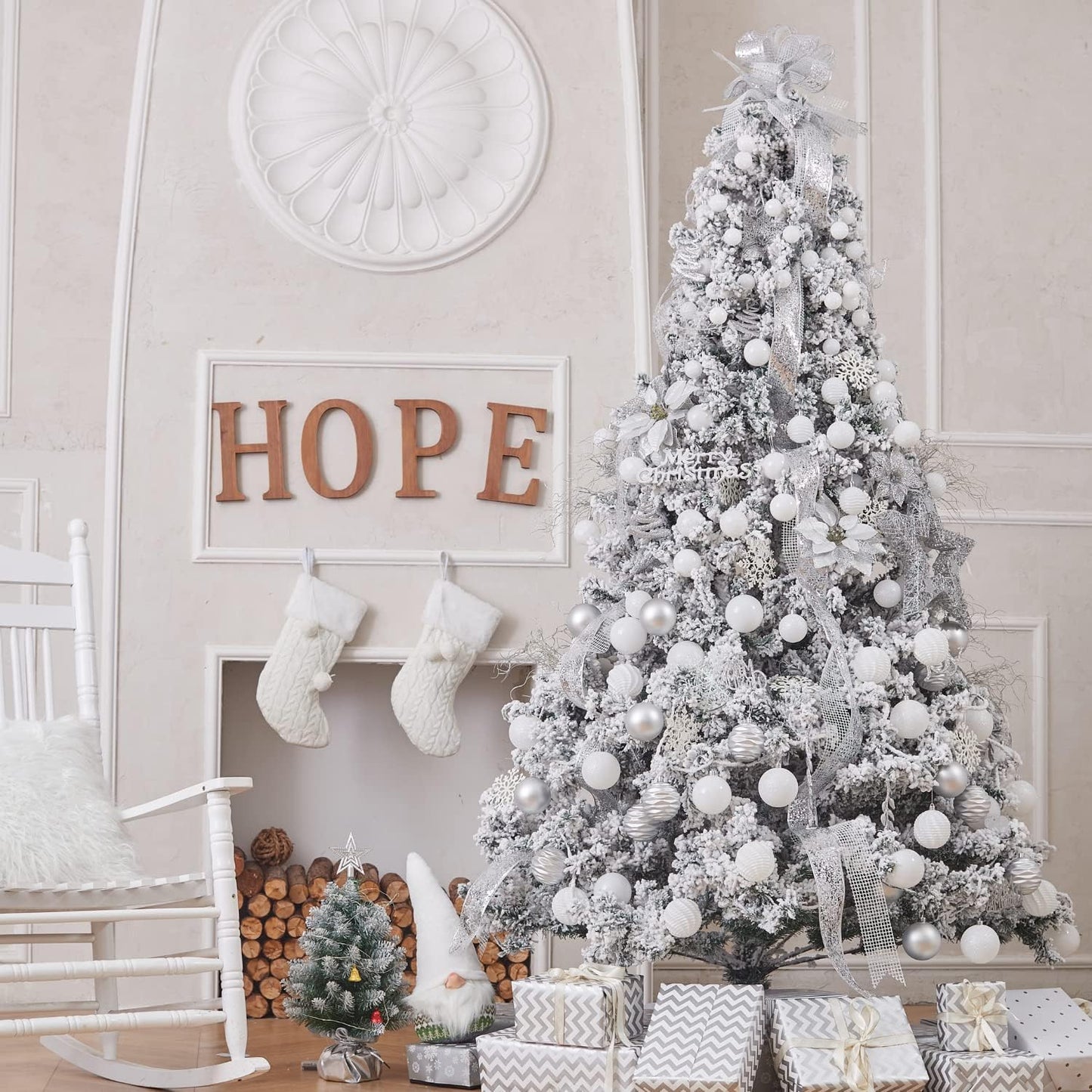 XmasExp 16ct Christmas Balls Ornaments - Shatterproof Large Hanging Ball Decorative Xmas Balls for Halloween Decorations Holiday Wedding Party Xmas Tree Decoration(3.15"/80mm, White)