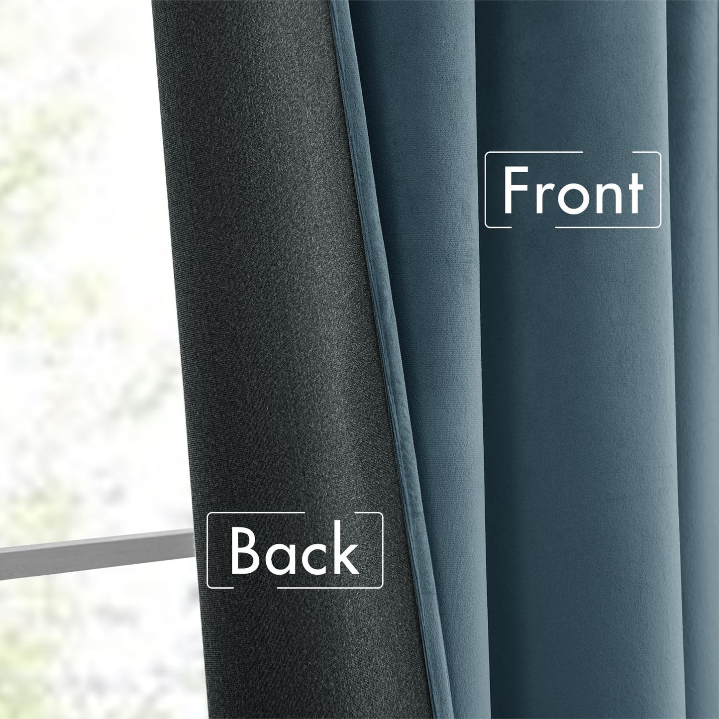 MIULEE Stone Blue Velvet Curtains 96 inches Long 2 Panels - Luxury Pinch Pleated Room Darkening Window Drapes for Bedroom Living Room Thermal Insulated Super Soft, Back Tab Rod Pocket Light Blue