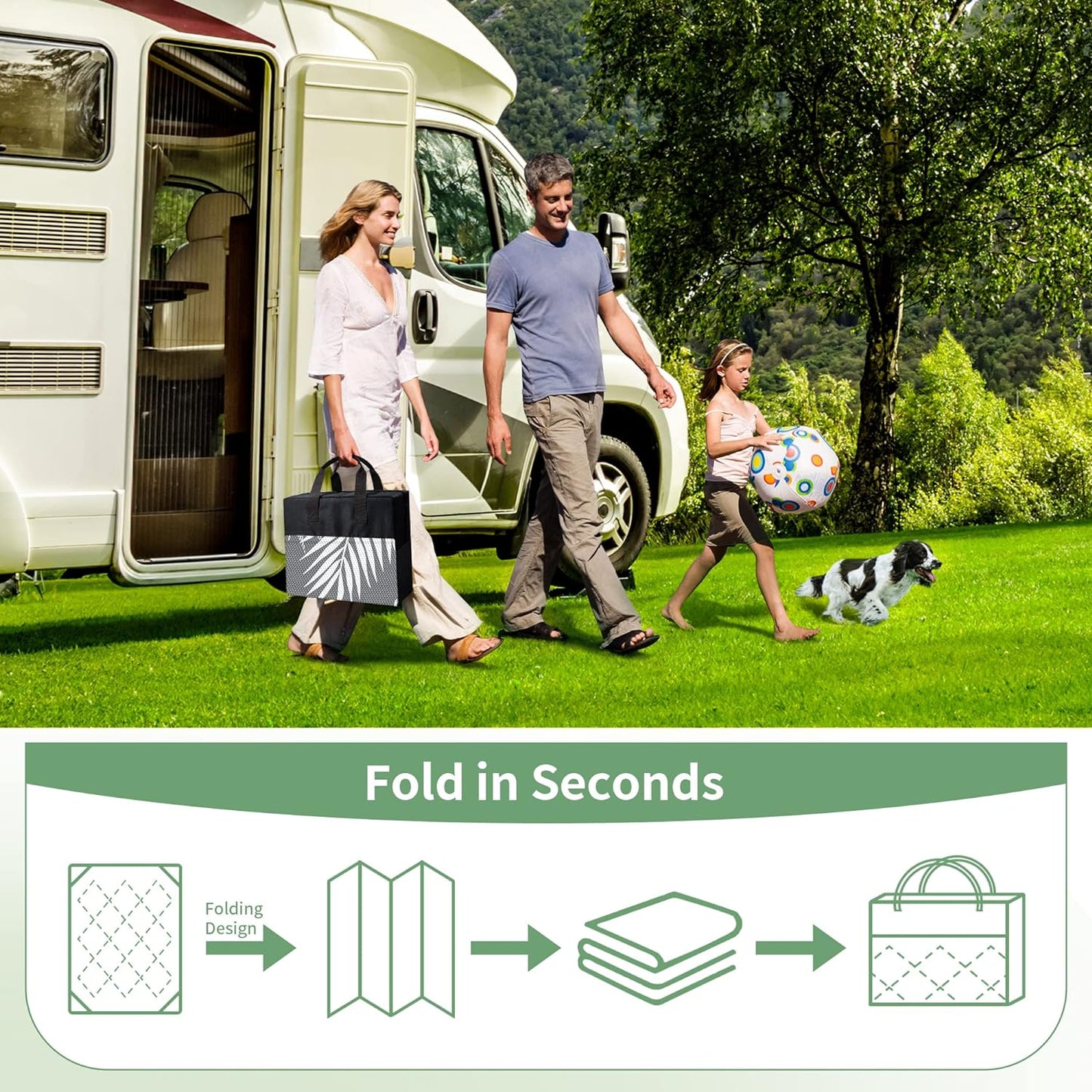 GENIMO Outdoor Rug 8' x 16' Waterproof for Patios Clearance, Reversible Outdoor Plastic Straw Camping Rug Carpet, Large Area Rugs Mats for RV, Camper, Deck, Balcony, Porch, Beach, Picnic, Grey&White