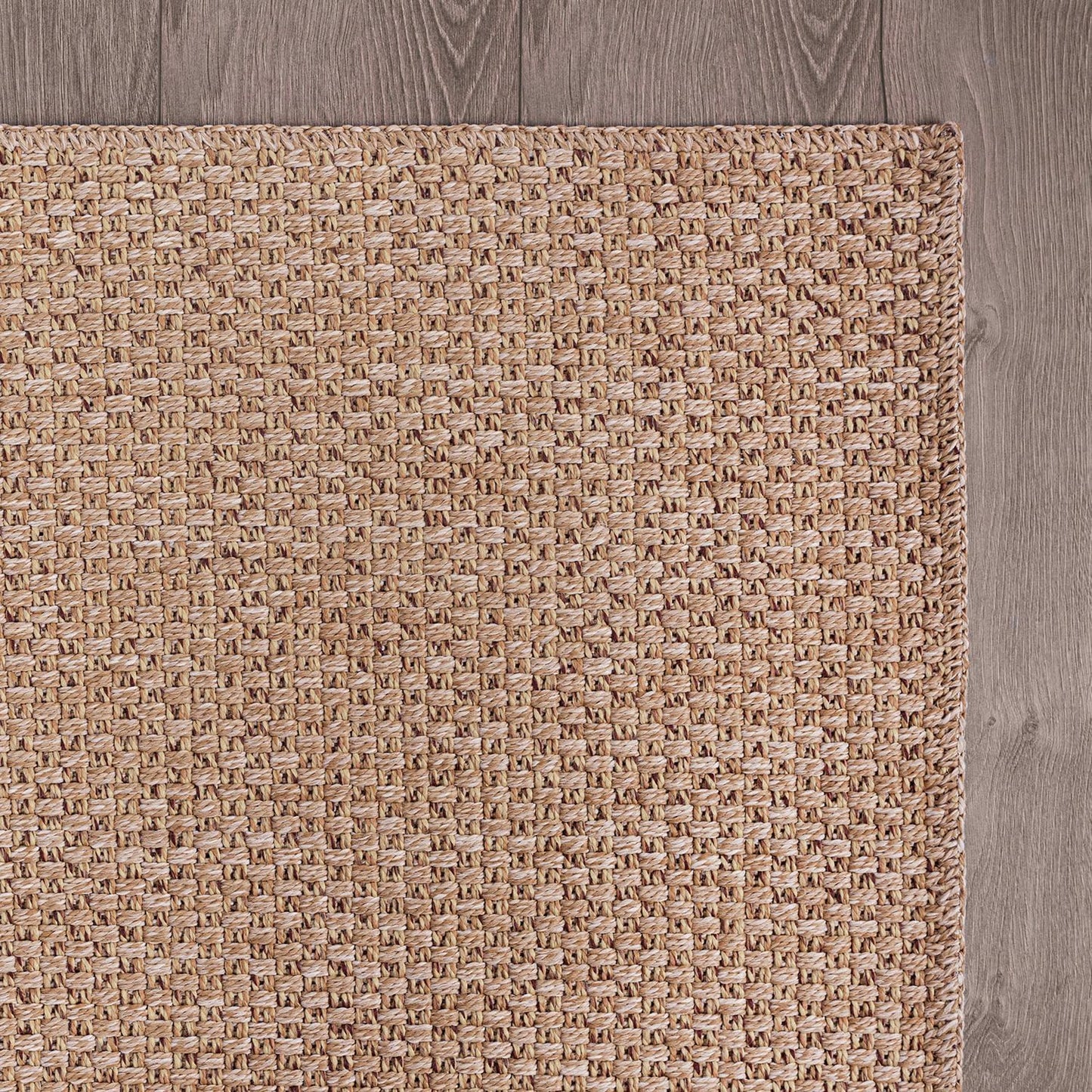 CAMILSON Easy Jute Rug 9x12, Large Indoor Outdoor Natural Color Farmhouse Area Rugs for Living Room Patio and Kitchen Rug, Solid Boho Woven Design, Easy-Cleaning, Washable Outside Carpet (9 x 12)