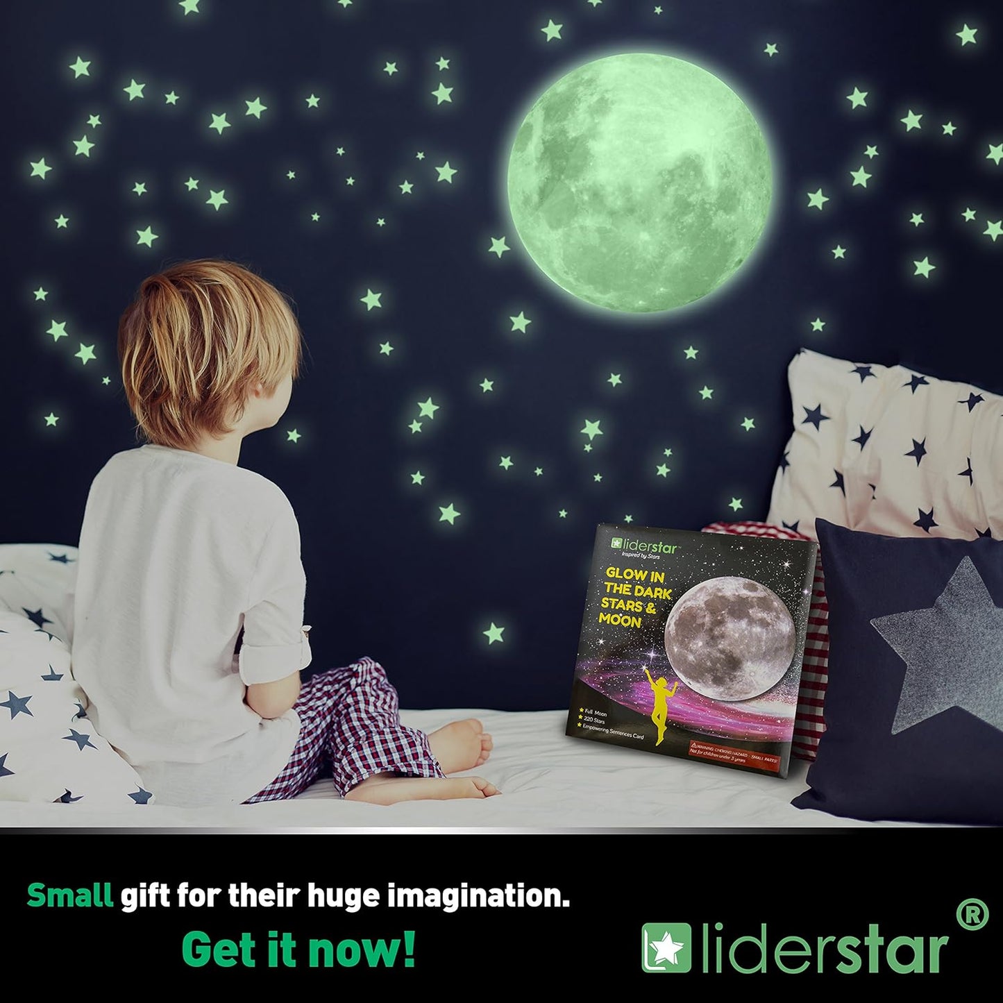Stars for Ceiling – Glow in The Dark Stars and Moon Wall Decals for Kids Bedroom or Nursery, Luminous Star Stickers for Ceiling, Self-Adhesive Fluorescent Night Sky Decor, Gift for Boys and Girls