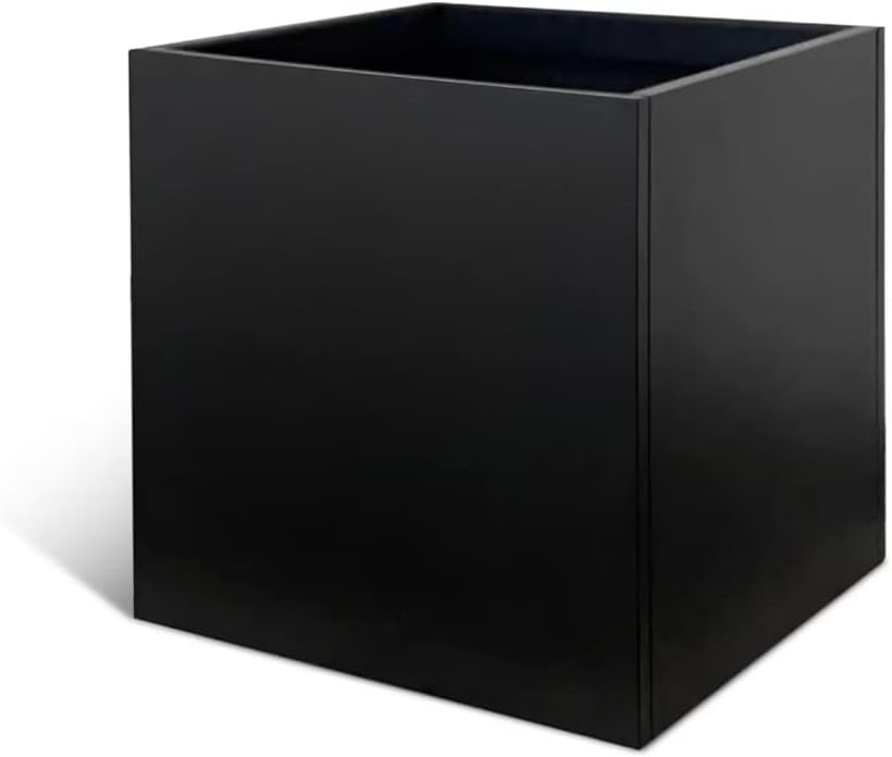 Galvanized Steel Planter Box Black Metal Planter Large Square Indoor Outdoor Planters Cube Steel Heavy Duty Flower Pot 20Inch Powder Coating Modern Commercial Residential for Patio, Deck, Yard, Garden