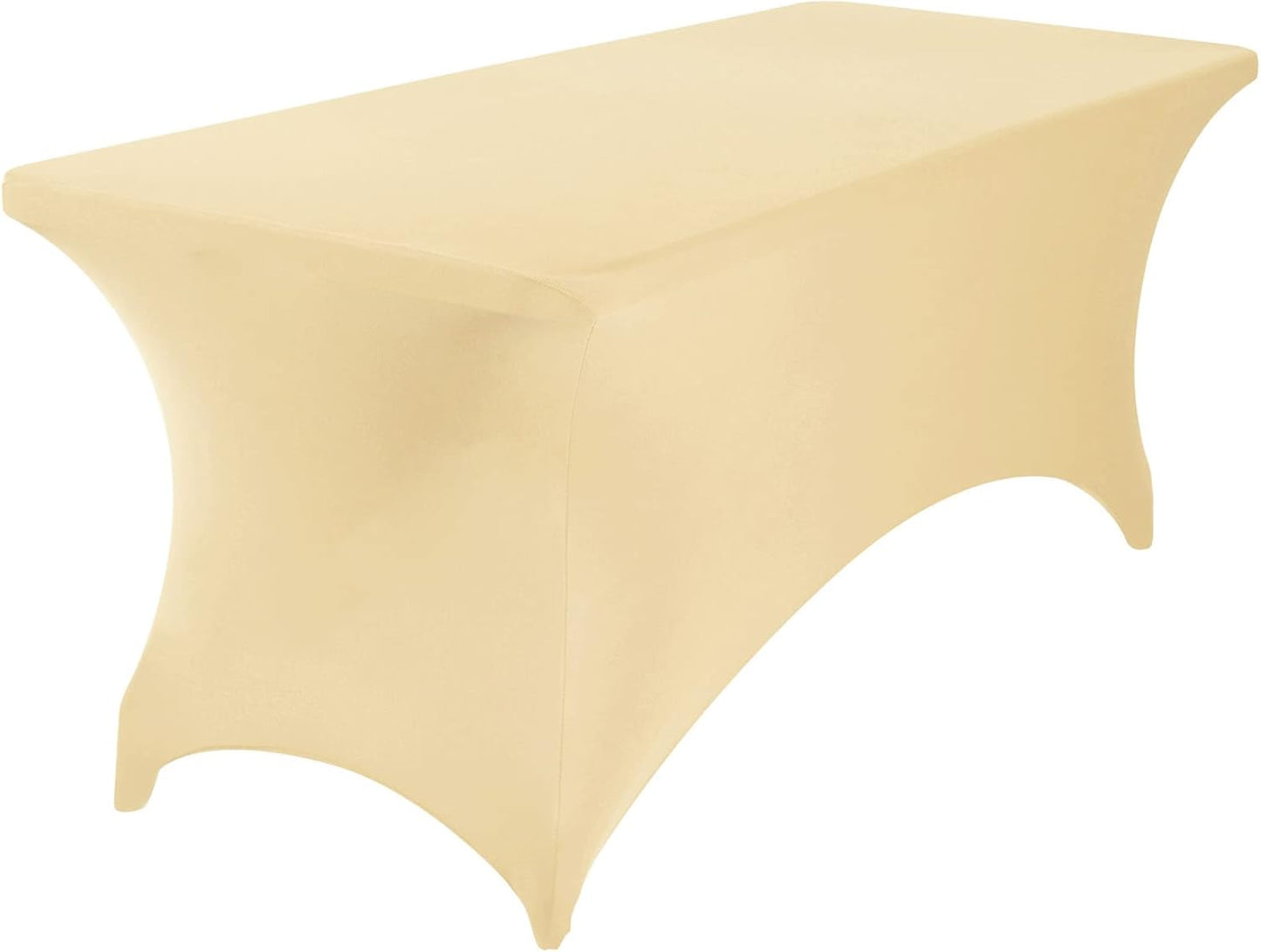 4Pack Spandex Waterproof Table Covers 6ft，Spandex 6ft Waterproof Table Cover for Party,Wedding, Banquet, and Events(Champagne)