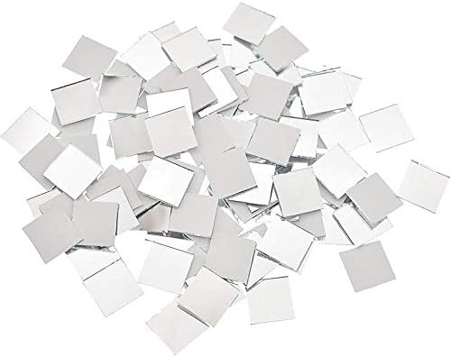 REDODECO Real Glass Silver Mirrors Mosaic Tiles Sticker for Craft Square Glass Tiles Self Adhesive,5mm by 5mm (Silver, 10700PCS)