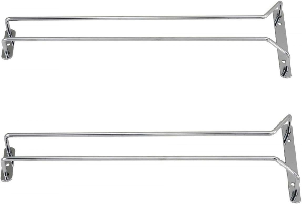 TrueCraftware- 10-Inch Wine Glass Rack Chrome Finish Set of 2- Stemware Rack Wire Hanging Rack Under Cabinet Wine Glass Rack Stemware Holder Glass Storage Hanger Organizer for Kitchen and Bar