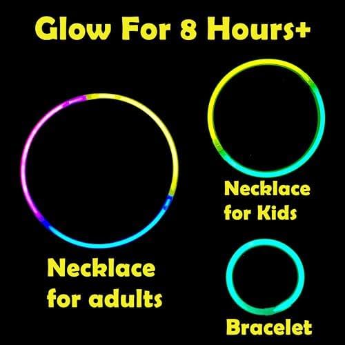 GiftExpress Glow Sticks Bulk 600 Pcs for New Year - 8" Assorted Neon Color Glow In The Dark Glowsticks - Bulk Light Up Party Favors to Make Glowstick Necklaces, Bracelets & Decorations for Kids