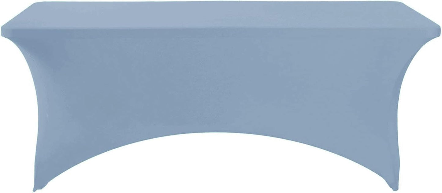 Spandex Table Cover for 6Ft or 4fT or 8ft Table Universal Fitted Stretch Tablecloth for Party, Banquet, Wedding and Events-Dusty Blue
