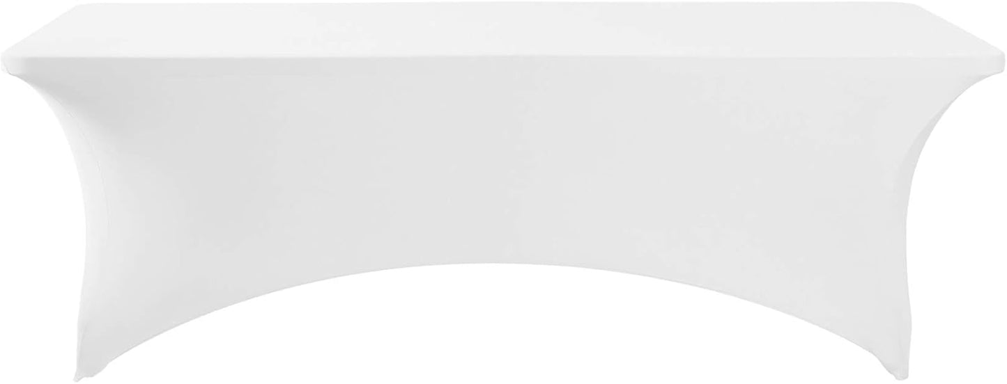 Spandex Table Cover for 8FT or 4ft or 6ft Table Universal Fitted Stretch Tablecloth for Party, Banquet, Wedding and Events-White