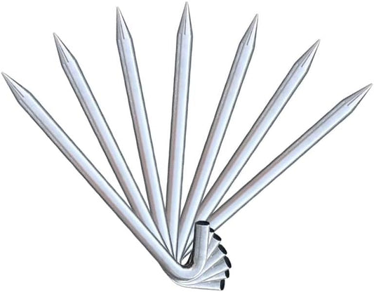 Moose Supply Steel Tent Stakes Heavy Duty Ground Stake, Metal Stakes to Anchor Commercial Inflatables, Outdoor Camping Canopy, Fence, Garden Tent Accessories, 1" Diameter x 18" Length, 10 Pack