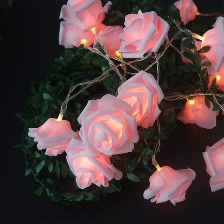 Everlasting Splashes LED Rose Flower Fairy String Lights Battery Operated Warm Flashing Light for Romantic Proposal Wedding Party Birthday Christmas Thanksgiving DIY Indoor Outdoor Decorations (Blue)