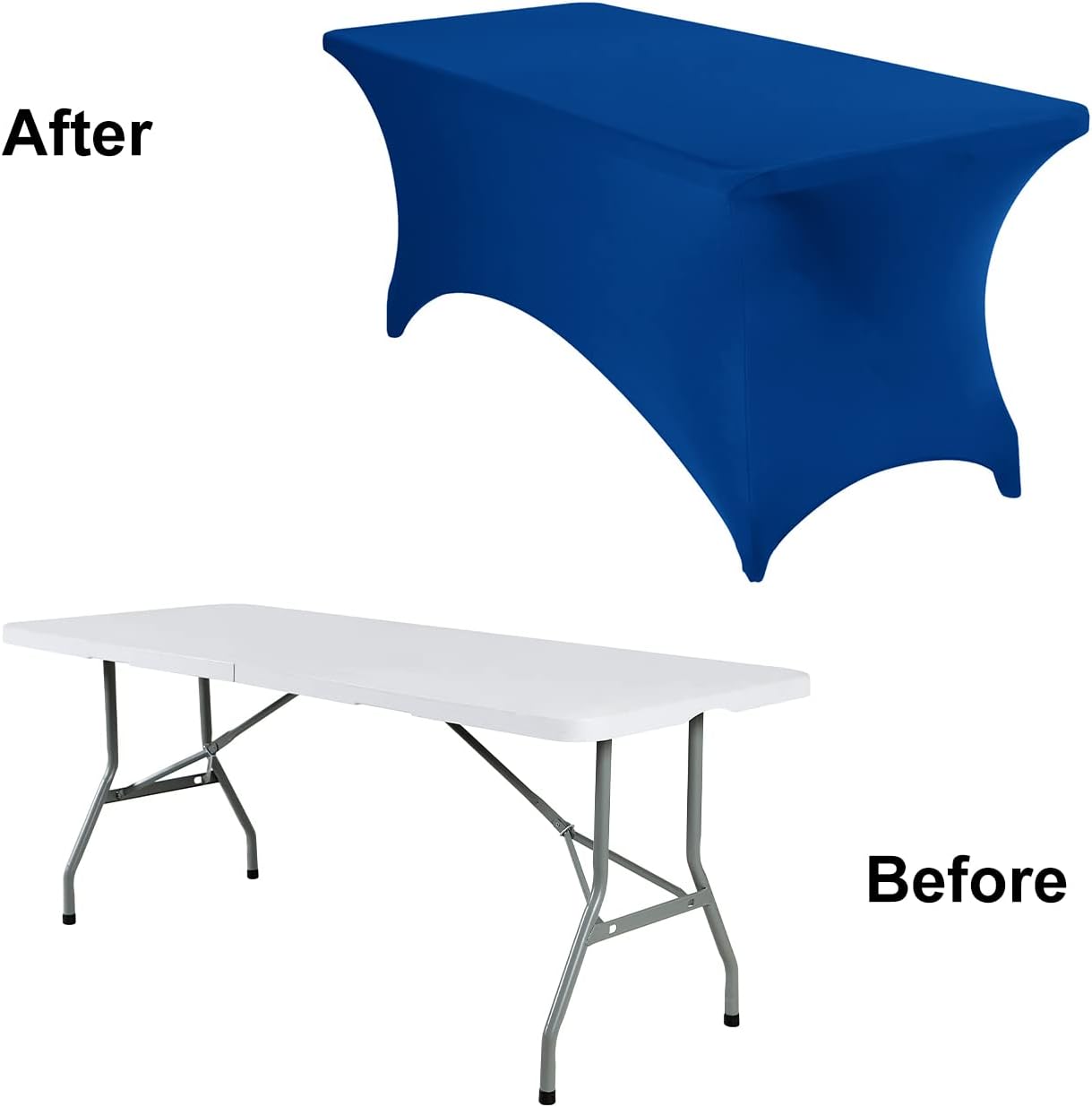 2Pack Spandex Waterproof Table Covers 6ft，Spandex 6ft Waterproof Table Cover for Party,Wedding, Banquet, and Events(Classicbule)