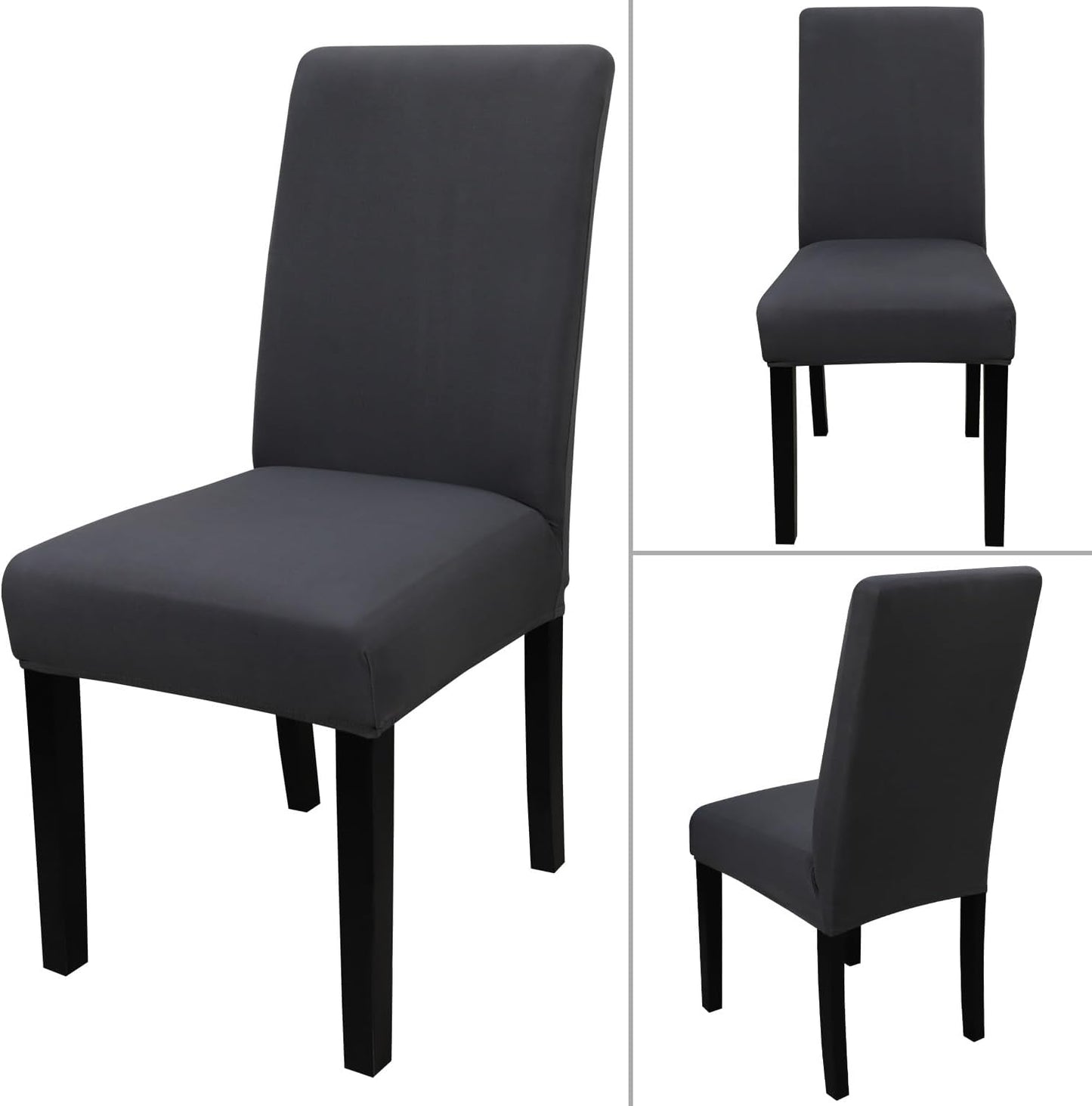 JQinHome Dining Room Chair Covers Set of 12, High Stretch Chair Slipcover Removable Washable Chair Seat Protector Cover for Home Party Hotel Wedding Ceremony (Grey)