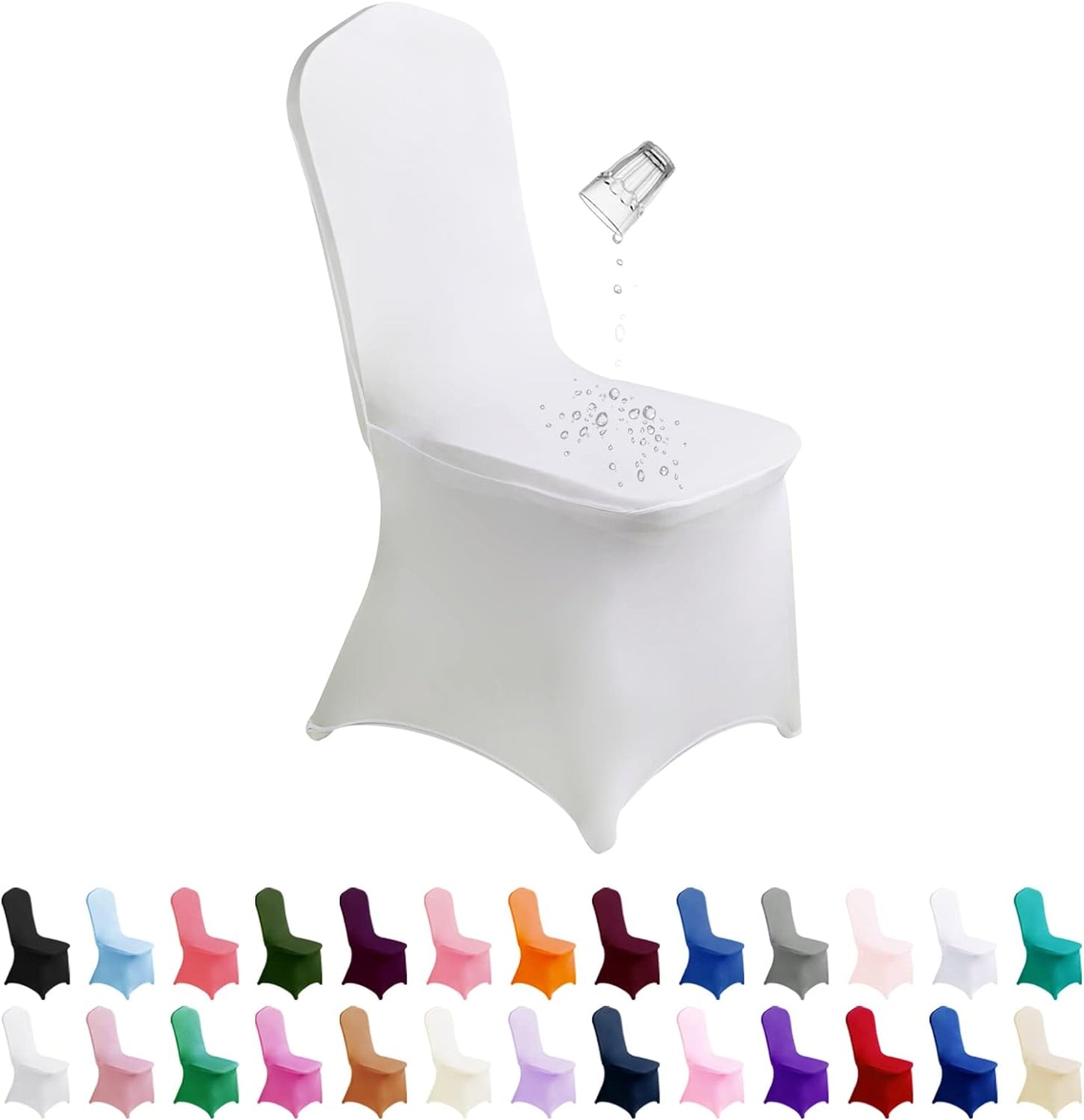 Waterproof Spandex Chair Cover 12PCS, Stretch Dining Chair Covers, Polyester Outdoor Chair Covers, Protector Stretch Chair Cover for Party Universal, Banquet, Wedding Event, Hotel(White)