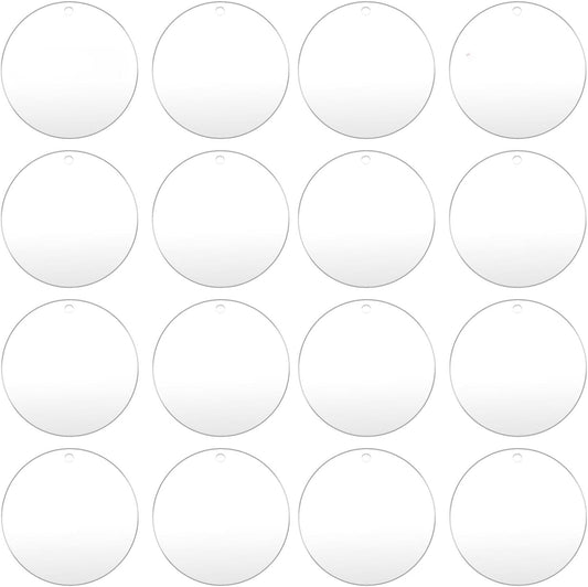 100pcs with Holes 1inch Blank Mini Acrylic Round Sheets, 2mm Thick Clear Circular Blank Tags for DIY Mini Pendant Jewelry Crafts Making Materials