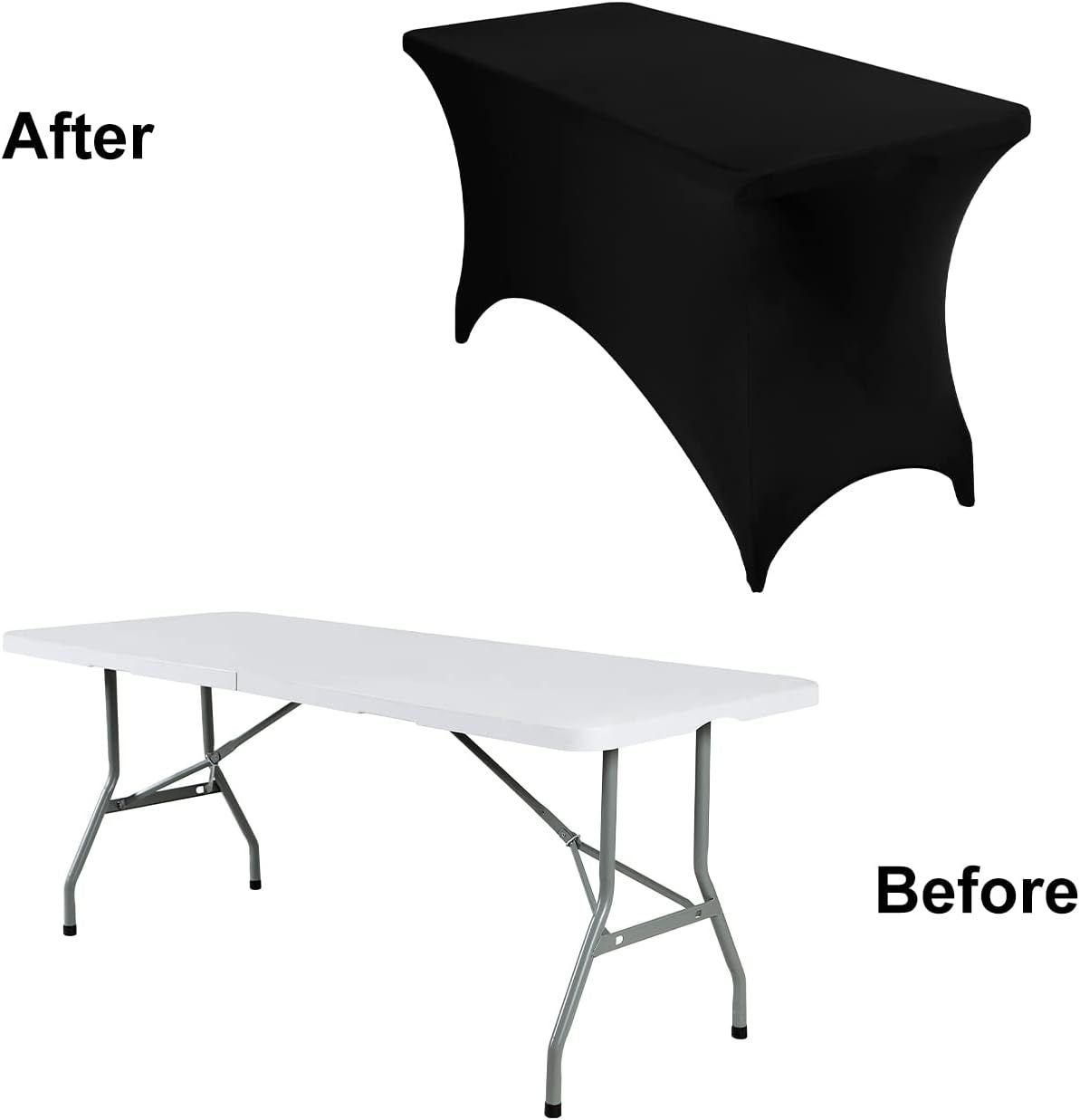 4Pack Spandex Waterproof Table Covers 4ft，Spandex 4ft Waterproof Table Cover for Party,Wedding, Banquet, and Events(Black)