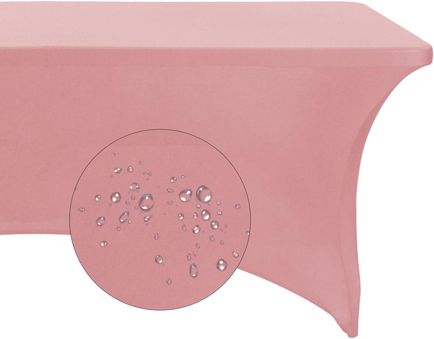 Spandex 6ft Waterproof Table Cover for Party,Wedding, Banquet, and Events(Dusty Pink)