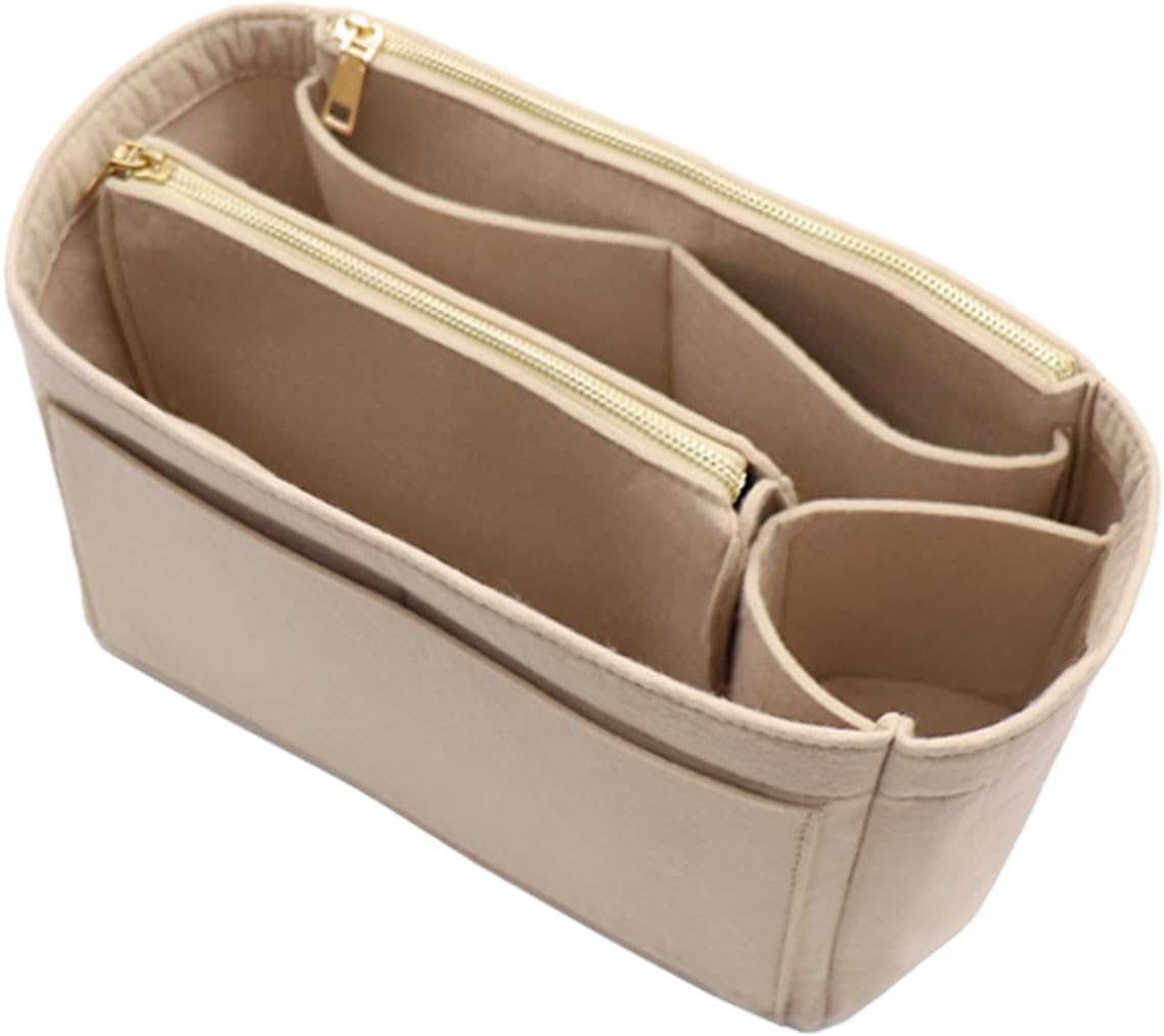 LEXSION Felt Purse Bag Organizer Insert with zipper Bag Tote Shaper Fit Speedy Neverful PM MM