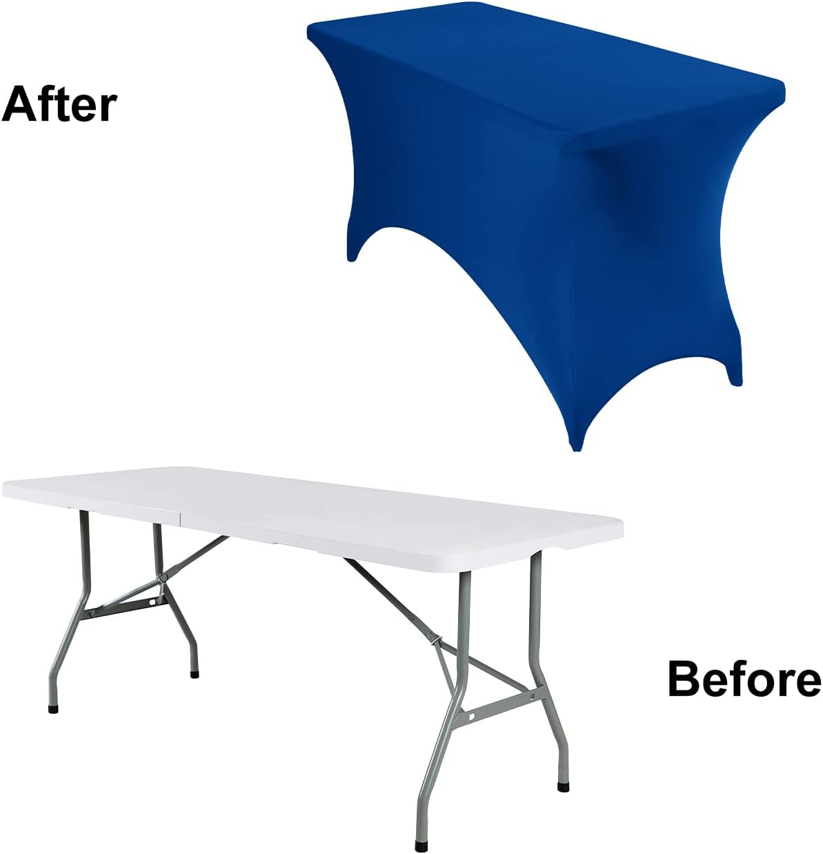 2Pack Spandex Waterproof Table Covers 4ft，Spandex 4ft Waterproof Table Cover for Party,Wedding, Banquet, and Events(Classicbule)