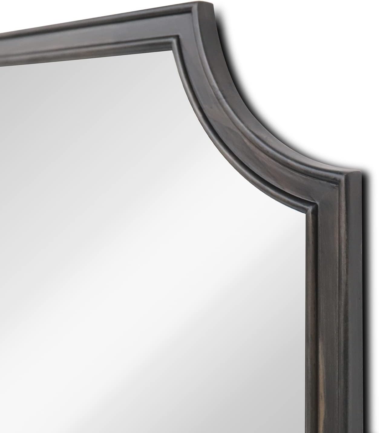 WallBeyond 24" x 36" Scalloped Corners Arch Rectangle Wall Mirror with Wood Frame for Entryway, Living Room or Bedroom Home Decor - [24" x 36" Black]