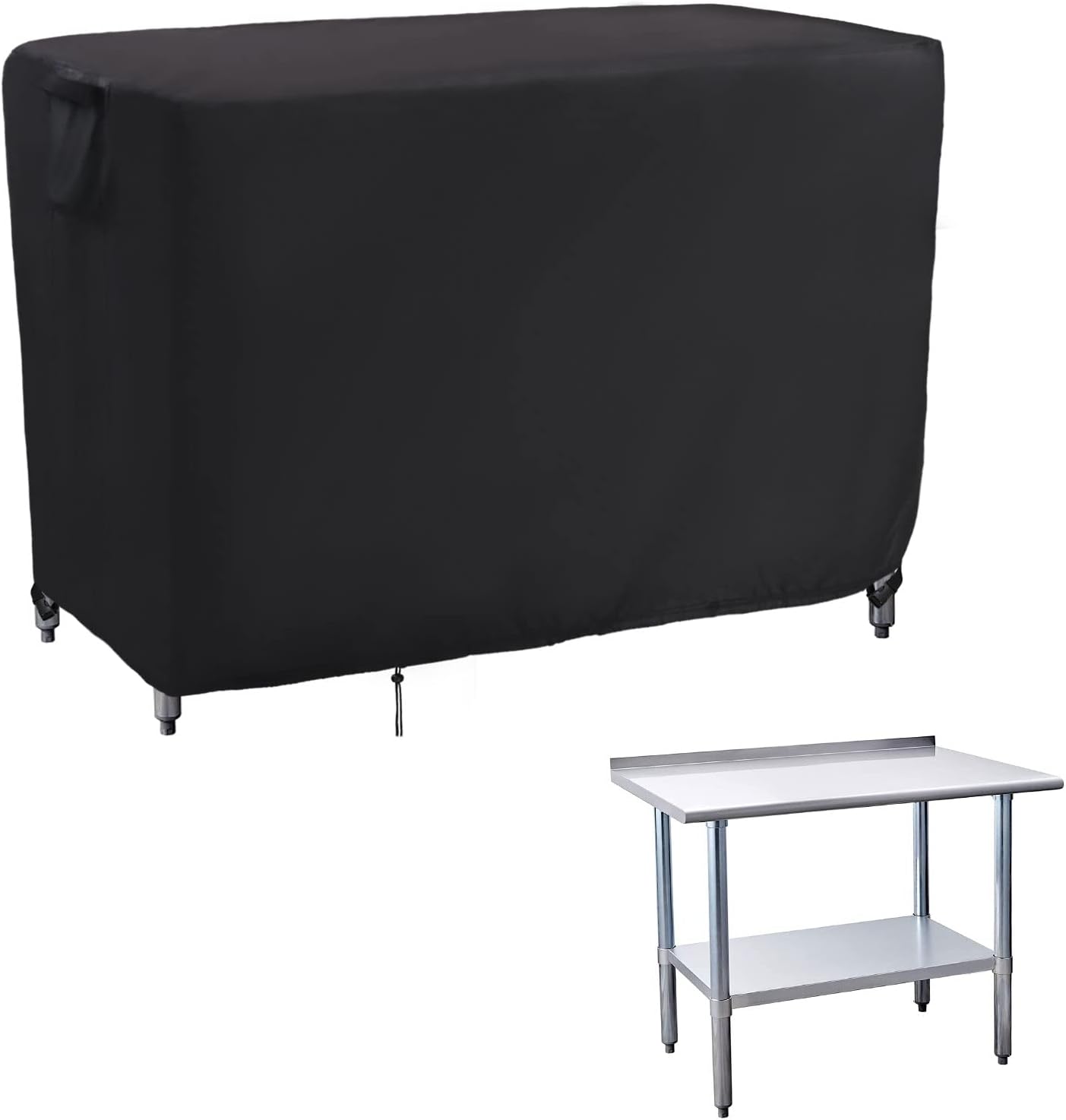 Kingling Outdoor Prep Table Covers, Waterproof Stainless Steel Table Cover Metal Table Cover Protection for Patio Kitchen Prep/Work Tables - 60''L x 24''W x 35''H