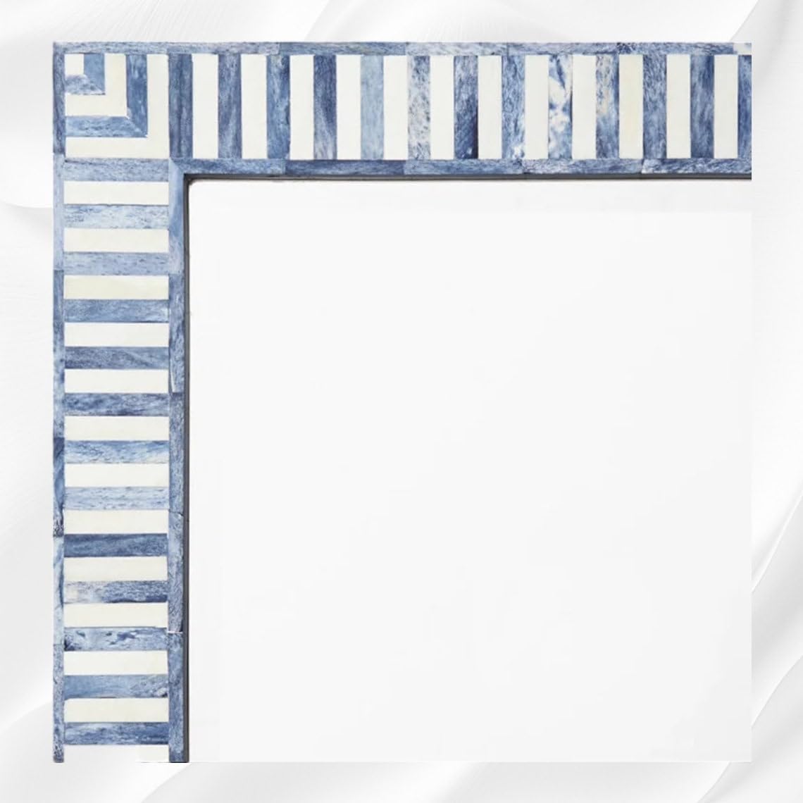 Hansa Industries Bone Inlay Wall Mounting Mirror Bar Harbor Blue Striped Waterfall Pattern Decorative Aesthetic Mirror with Wooden Frame for Home Centerpiece Décor Item (24 x 36 in)