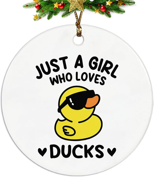 Just a Girl Who Loves Ducks Ceramic Ornament for Christmas Tree - Duck Decorative Hanging Ornament Gift