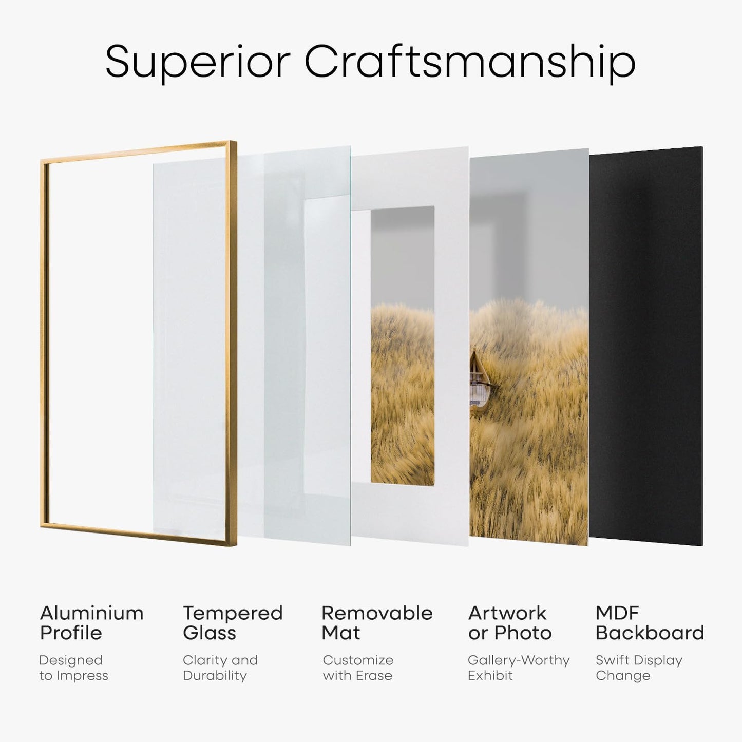 Homeforia 11x14 Bronze Picture Frame, High End Metal 11x14 Brass Frame with Mat 8x10, 11 x 14 Poster Frames Matted to 8 x 10 inch Photo, 11 by 14 Bronze Thin Frames, Tempered Glass, Wall Kit, Set of 1