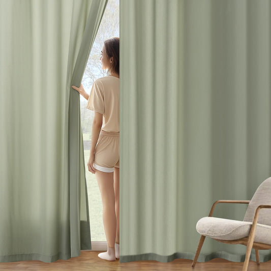 MIULEE Sage Green Privacy Sheer Curtains That Let Light in 72 Inches Long Non-See-Through Semi Sheer Curtain Light Filtering Window Curtains Drapes for Living Room Bedroom 2 Panels Set 42 X 72