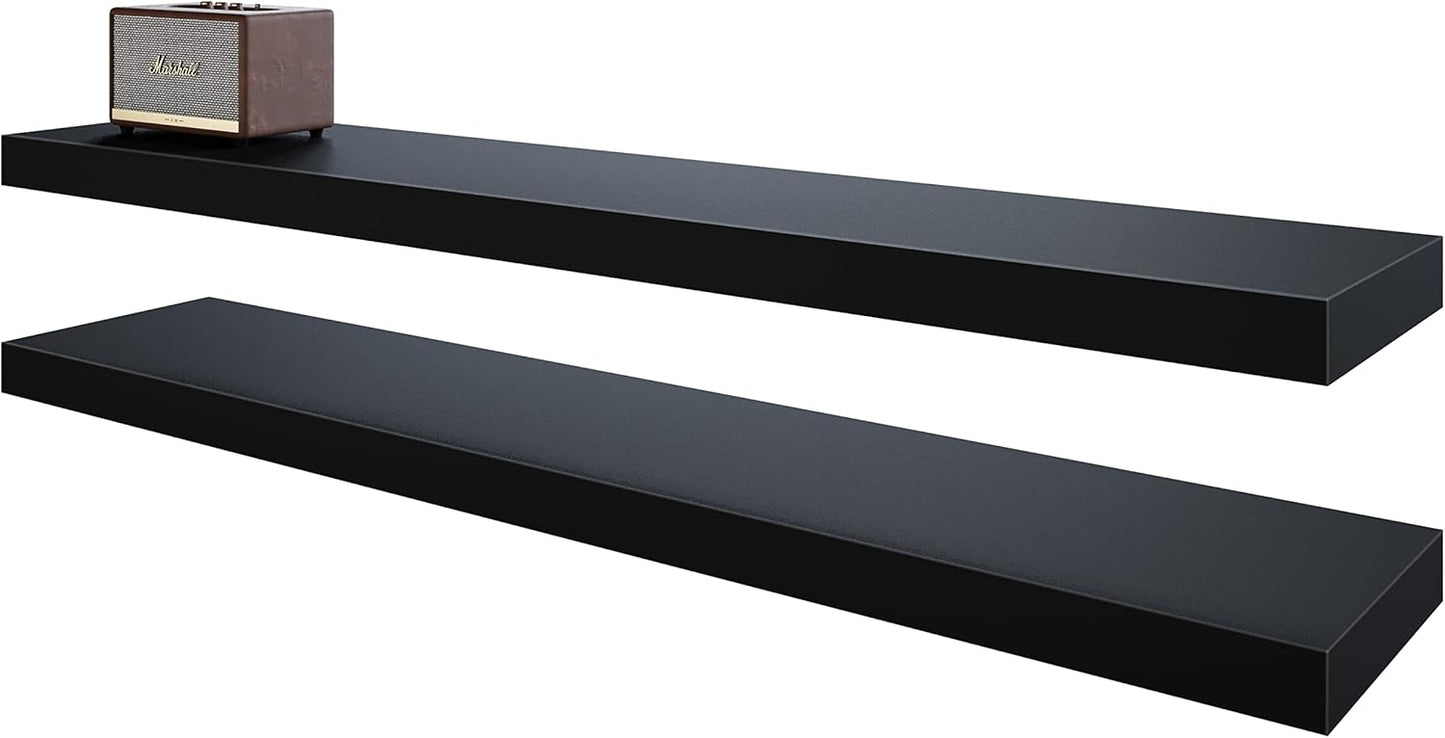 BAMEOS Floating Shelves,40 in W x 8in D Wall Mounted Wooden Shelves with Invisible Brackets Set of 2, Hanging Wall Shelves Decoration for Bedroom, Bathroom, Living Room and Kitchen