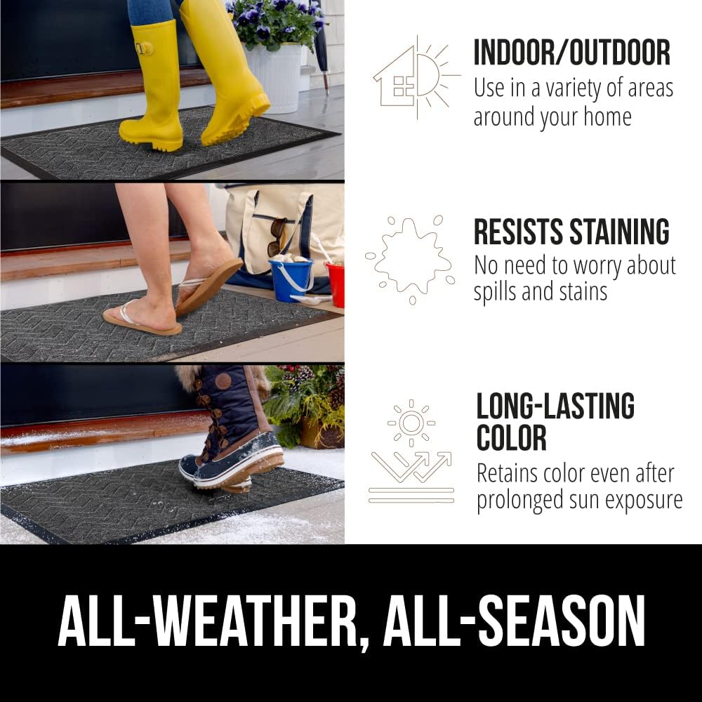 GORILLA GRIP All-Season WeatherMax Doormat, 72x24, Durable Natural Rubber, Stain and Fade Resistant, Low Profile, Indoor Outdoor Door Mats, Easy Clean Patio Entrance Mat, Steel Chevron