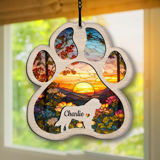 Personalized Saint Bernard Suncatcher Dog Memorial Gifts, Custom Saint Bernard Ornament Christmas Tree, Pet Remembrance Gift, Loss of Dog Sympathy Gift, Pets Memorial Ornament, Pet Loss Suncatcher