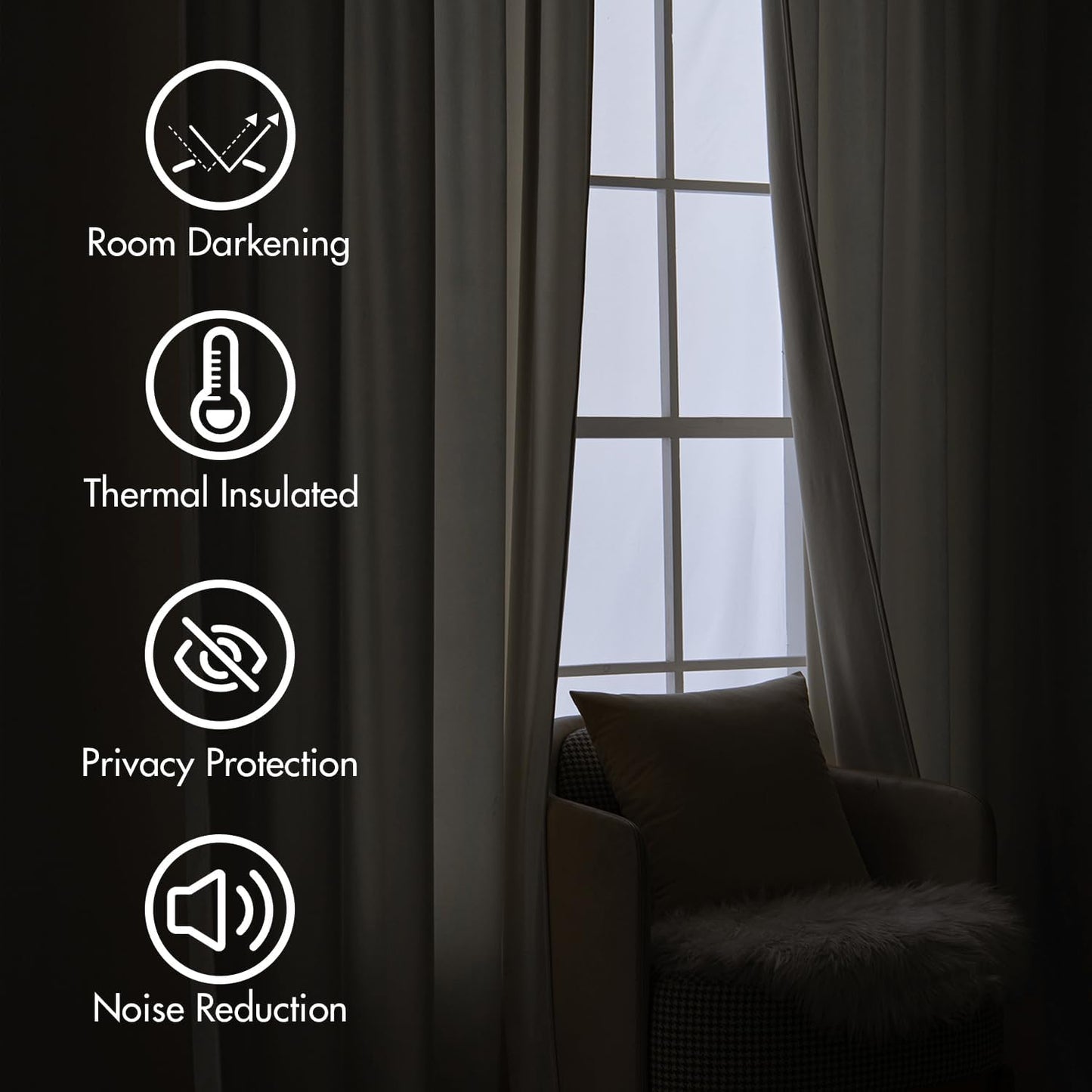 MIULEE Ivory White Velvet Curtains 96 inches Long 2 Panels - Luxury Pinch Pleated Room Darkening Window Drapes for Bedroom Living Room Thermal Insulated Super Soft, Back Tab Rod Pocket Elegant Decor