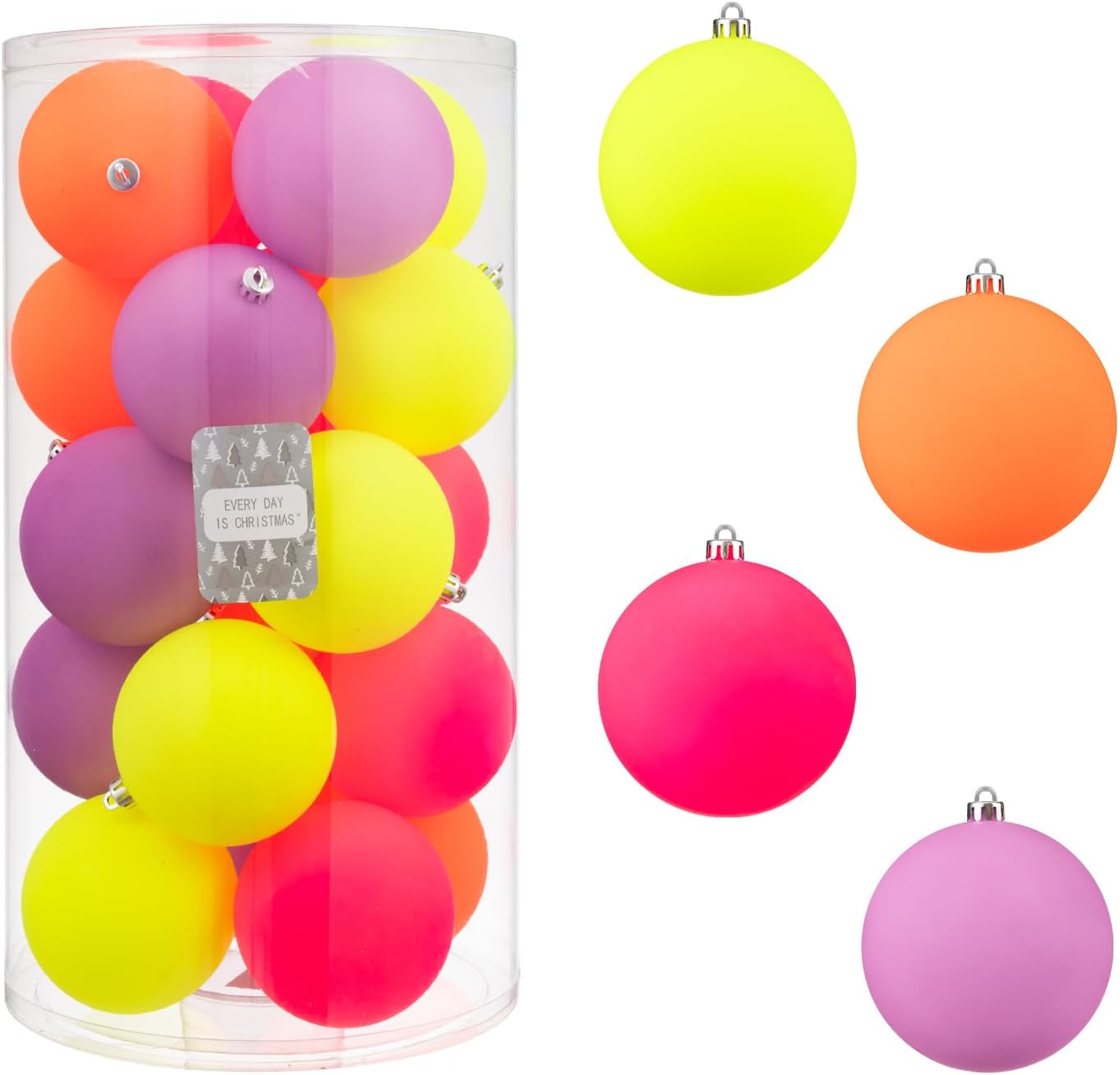 Every Day is Christmas 20ct Christmas Ornaments, Shatterproof Christmas Tree Ornaments Set, 92cm/3.6" Christmas Balls Decoration