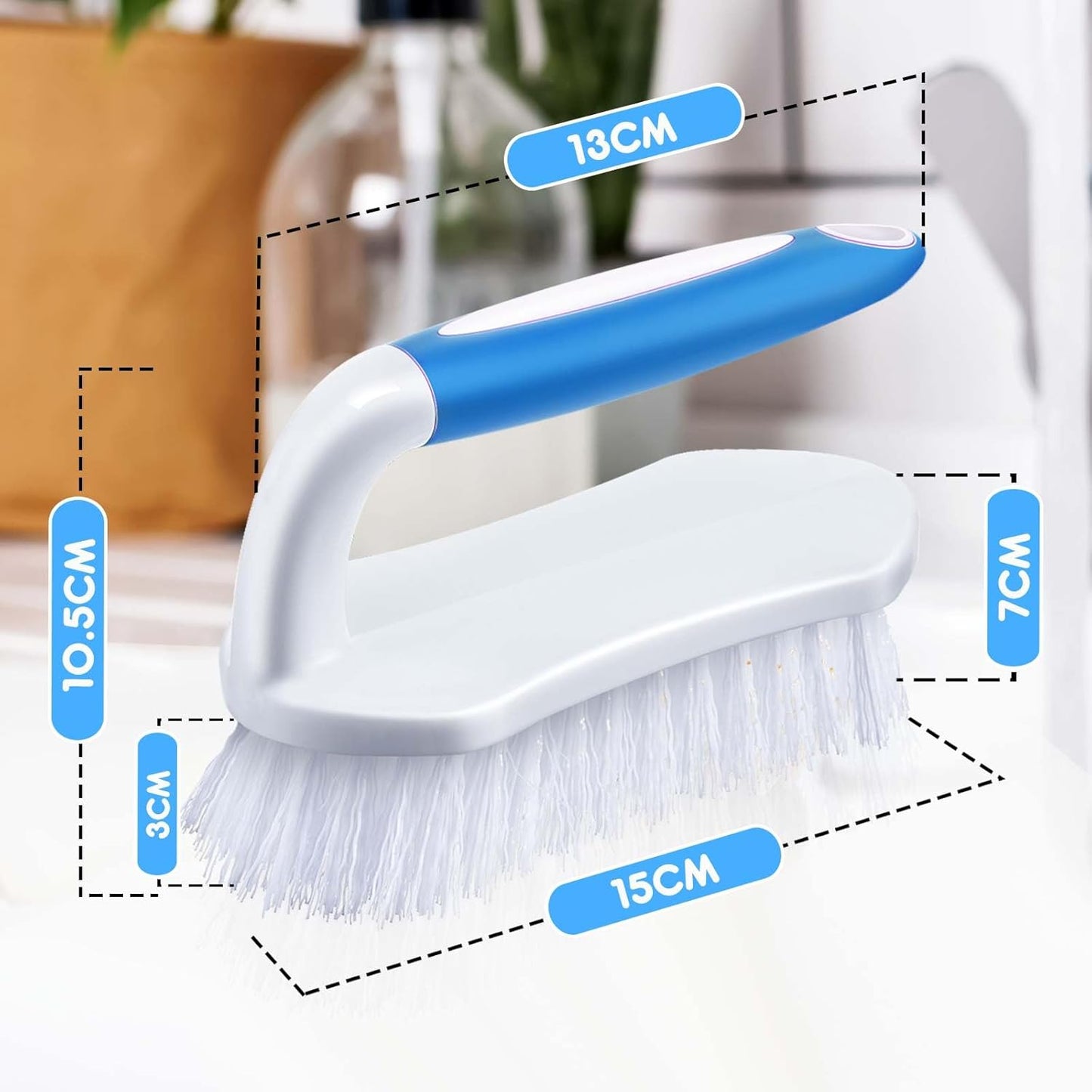 Lallisa 12 Pcs Scrub Brush for Cleaning with Handle Comfortable to Grip Heavy-Duty Flexible Stiff Bristles Scrubber Brushes Bulk for Shower Bathroom Carpet Kitchen Floor Tiles (Blue,Green)