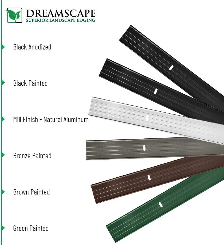 Dreamscape E-Z Edge Aluminum Landscape Edging - 12 Strips, 6ft Each (72ft Total), Mill Finish (Natural Aluminum) - Professional Quality Landscaping Border, Metal Divider for Lawn, Garden, Flowerbed…