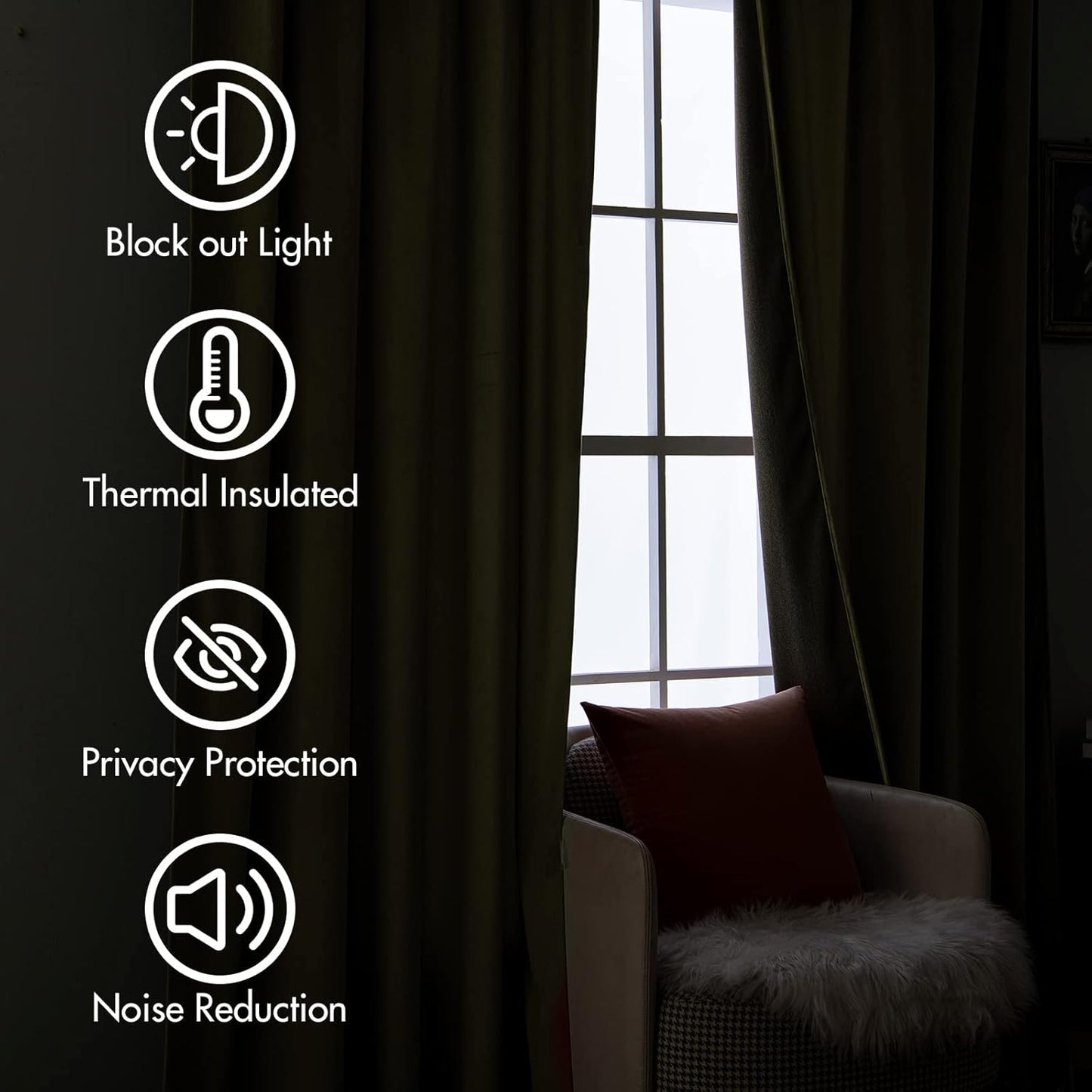 MIULEE Fall Burnt Orange Velvet Curtains 90 Inches Long 2 Panels - Back Tab and Pleated Luxury Window Curtains for Bedroom Living Room Blackout Thermal Insulated Soft Drapes Terracotta Rust Decor